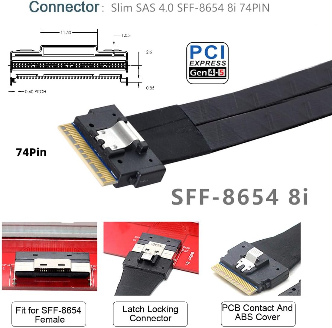 Dual Slimline SFF-8654 8X 74Pin External to PCIE 16X Express 5.0 PCIE4.0 Raid Card VROC Raid Adapter with Linear Redriver Over Long Cable Lengths