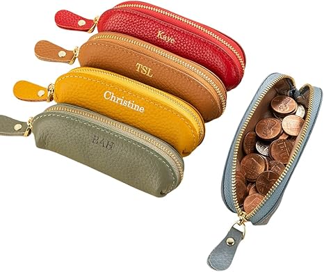 Amazon.com: BYFDIY Custom Coin Purse Leather Personalized Name Small ...