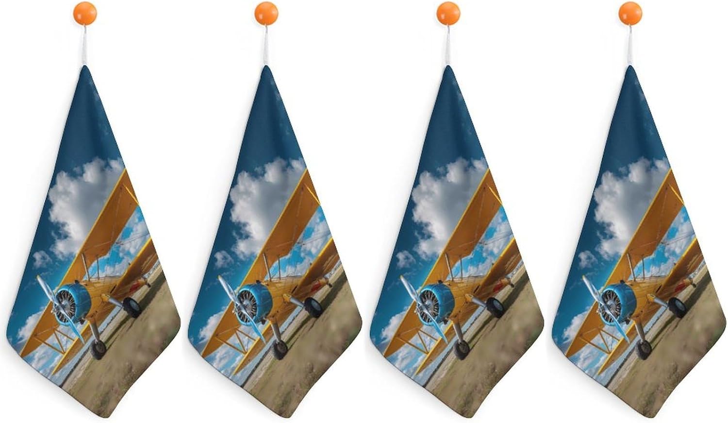 Orange Glider Microfiber Hand Towels for Bathroom Soft Absorbent Bath Kitchen Towel with Hanging Loop 4PCS
