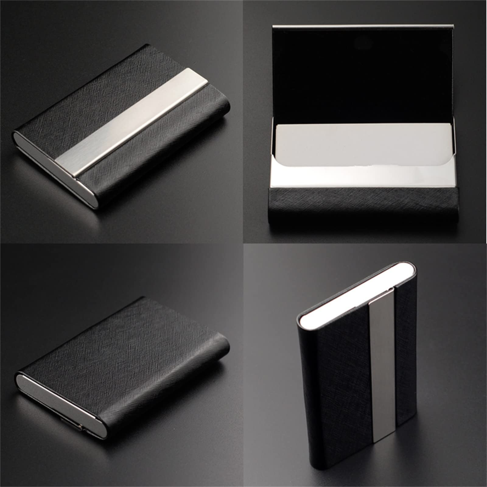 Porta Biglietti da Visita per Uomo E Donna Porta Biglietti da Visita Porta Biglietti da Visita da Uomo di Grande capacità(Black)
