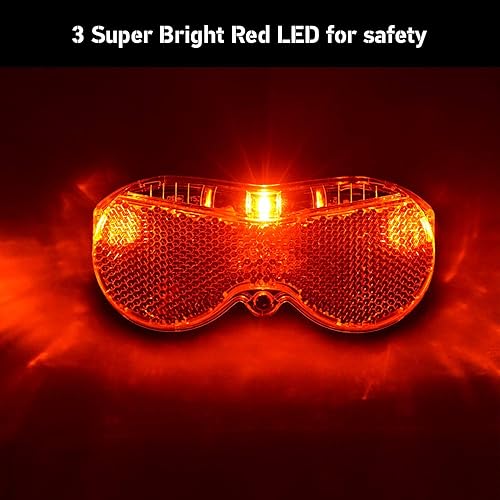 Miniatura 4 de Vincita Luz trasera 3 LED rojo súper brillante, liberación rápida con baterías para bicicletas y bicicletas