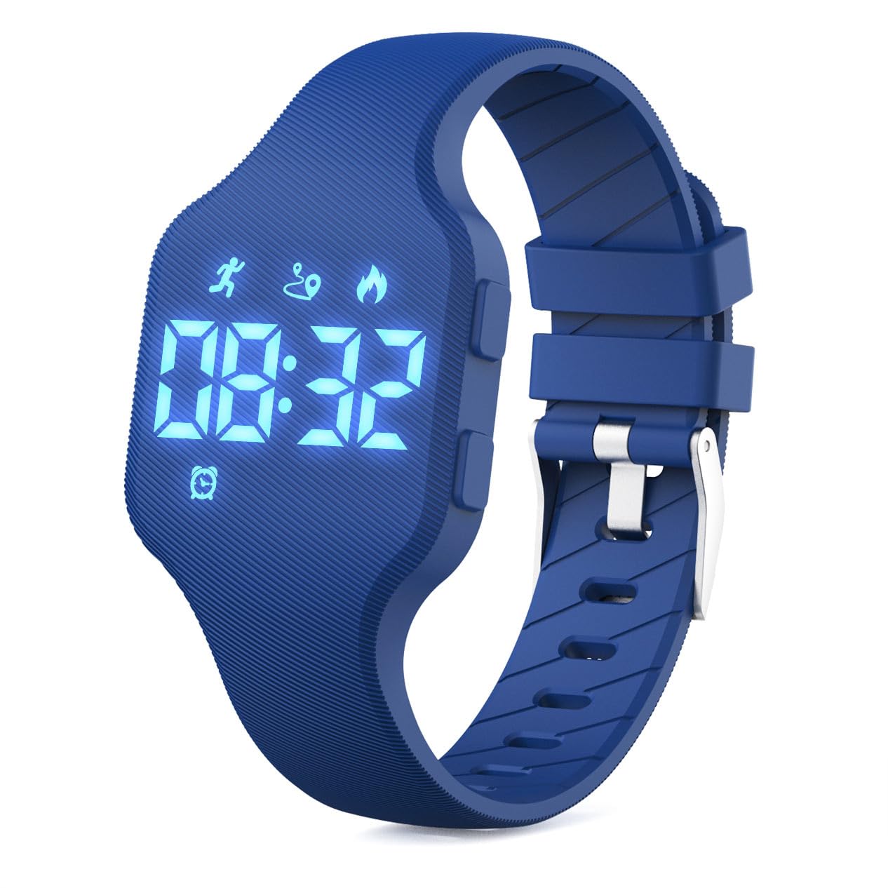 Kids Led Activity Tracker Tracker Watch for Ages 5-15, No App Required, Digital Sport Wristwatch, Waterproof, Pedometer, Alarm Clock, Silicone Strap, for Teens Children Students Boys Girls (Deep blue)-picture-25