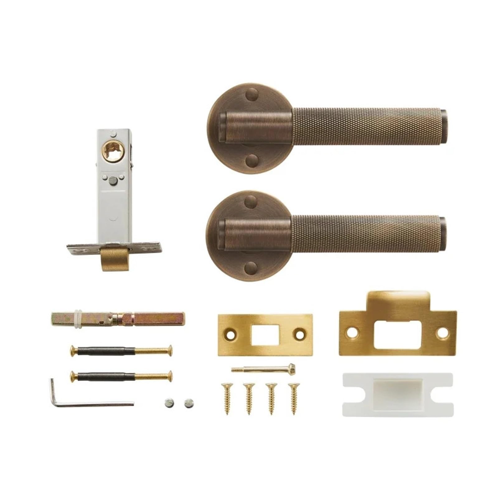 Sharunsfeli Privacy-Ab Dooroom Brass Door Lever Set Knurled Privacy Passage Dummy Thumbturn Lock Handle Set Knurled Hardware(Privacy-Ab)