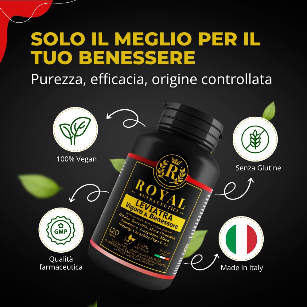 Integratore Uomo – Tribulus Terrestris, Maca Peruviana, Vitamina C e Zinco – Integratore Prostata Uomo Naturale per Energia, Vigore e Benessere Maschile – 120 Capsule – Royal Nutraceutici
