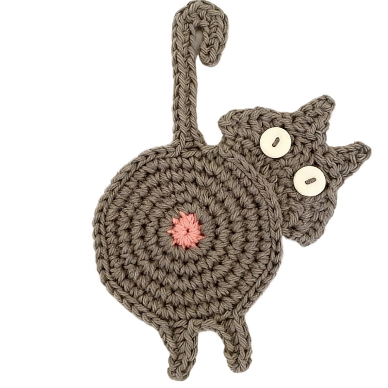 Dessous-de-verre en crochet résistant chaleur fesses de chat