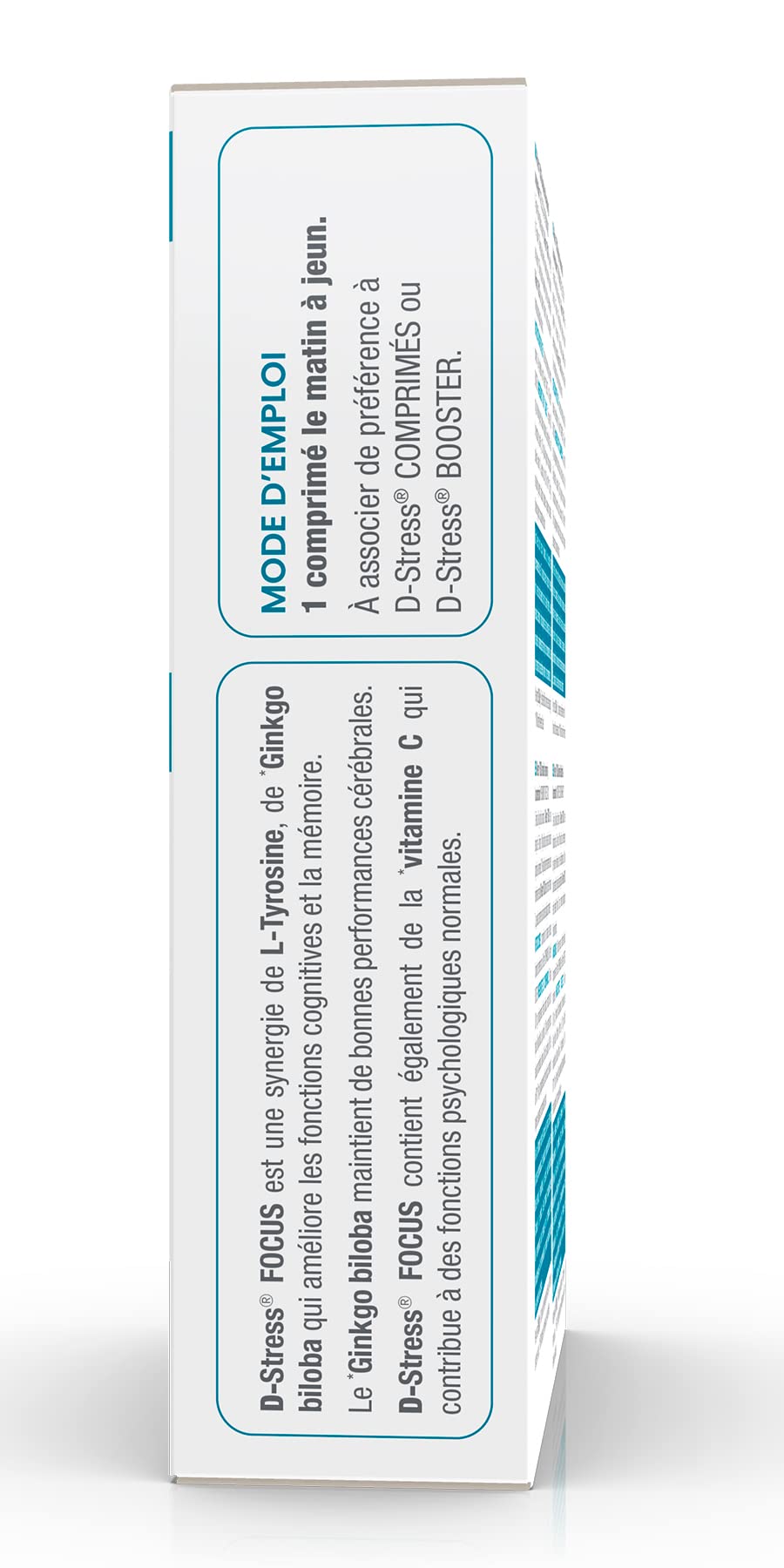 D-STRESS FOCUS Lot de 2X30 Comprimés | L-Tyrosine, Ginkgo biloba et Vitamine C | Stimule la mémoire et la concentration | Vegan, Sans Gluten, Sans Soja, Sans OGM | Origine France