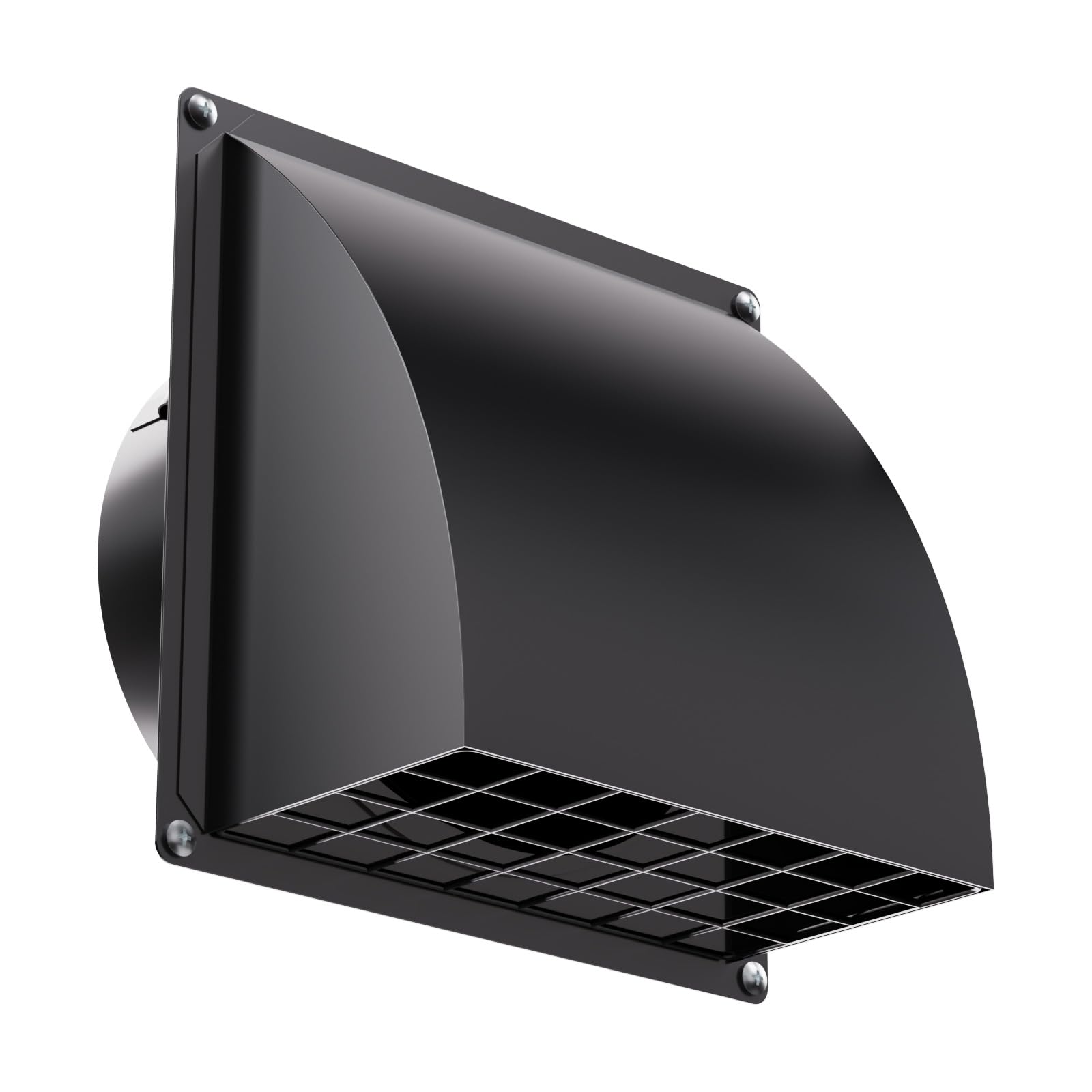 HG Power 150mm Vent Cover Outside Wall – Metal External Vent Cover with Non-Return Flap, 6 Inch Extractor Fan Vent Cover for Bathroom Fan, Dryer, Kitchen Cooker Hood (Black)