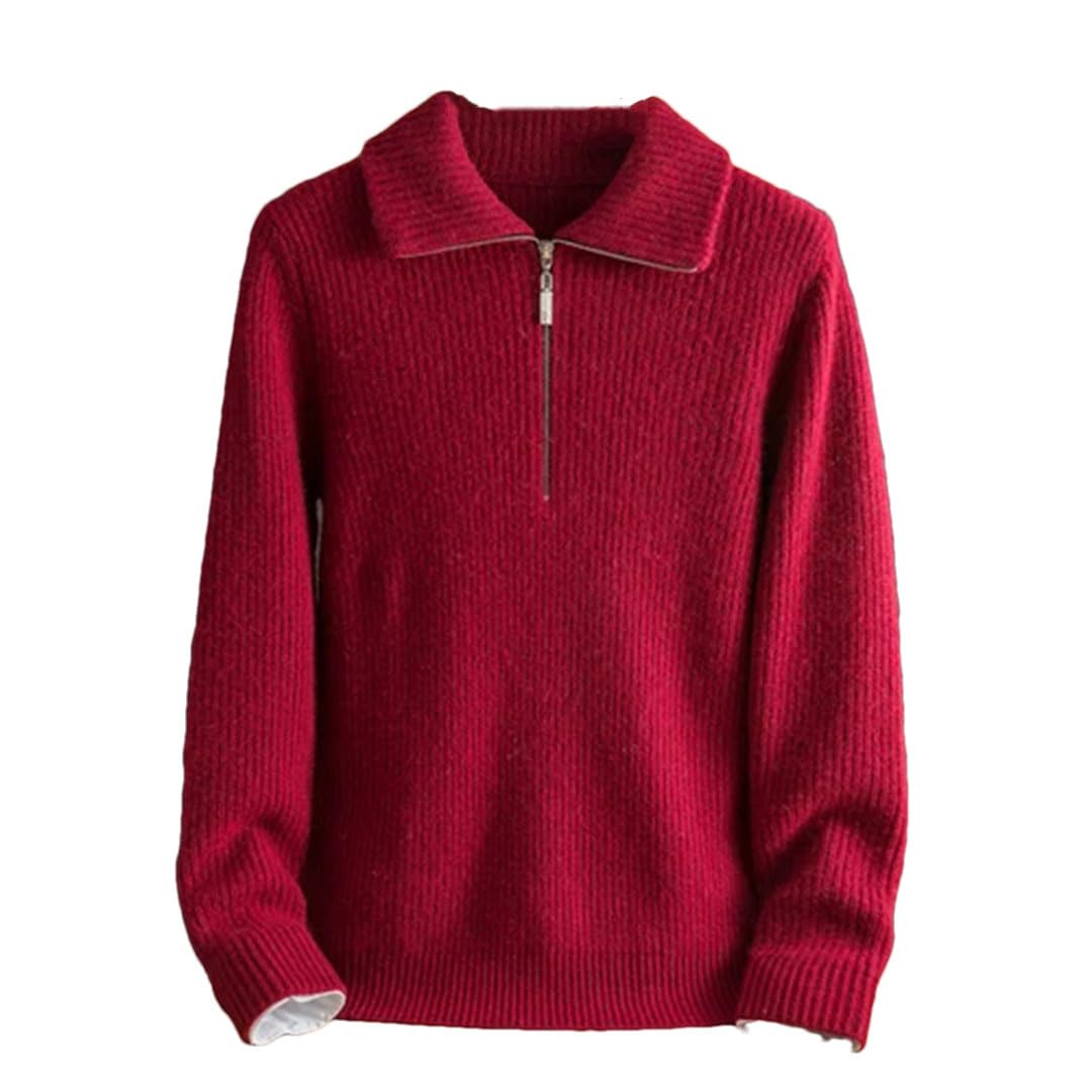 Vogrtcc Suéter De Cachemira con Solapa Y Cremallera De Invierno para Hombre Talla Grande