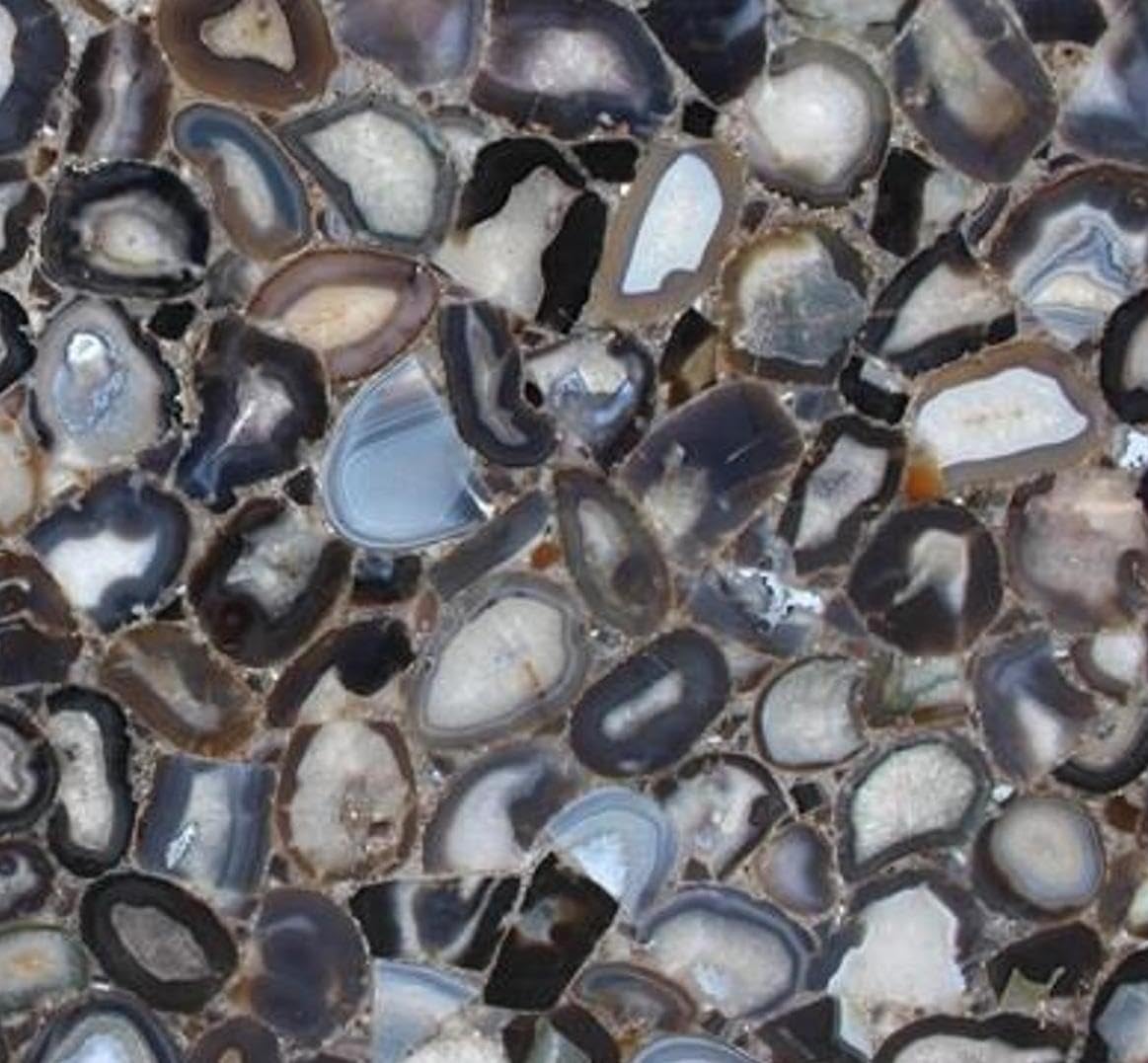 Table basse en agate gris foncé 30,5 cm carrée en résine royale pour salon