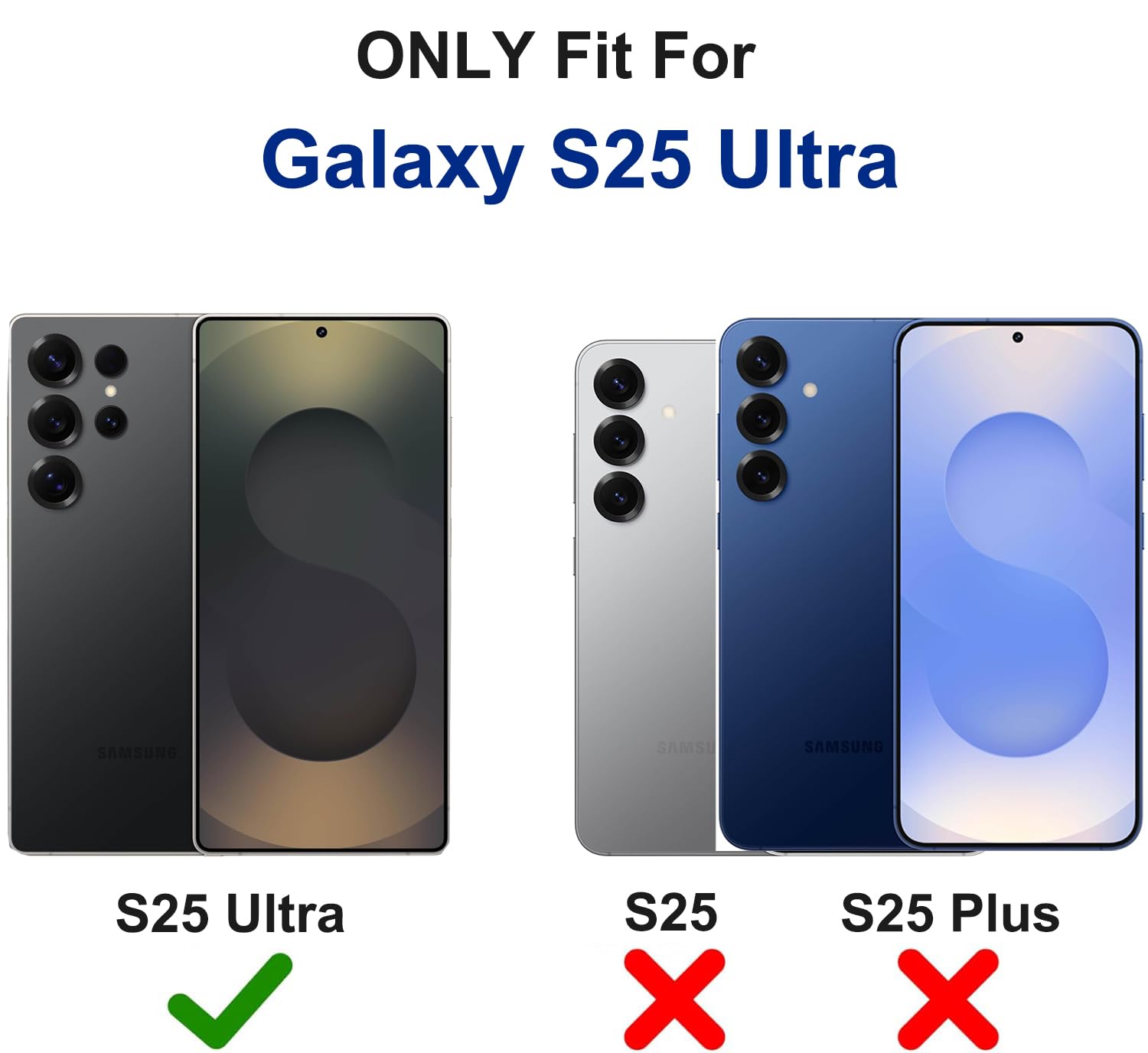 Custodia per Samsung Galaxy S25 Ultra con clip da cintura | 2 pellicole protettive per lo schermo, resistenti e di grado militare, corpo intero, cavalletto robusto