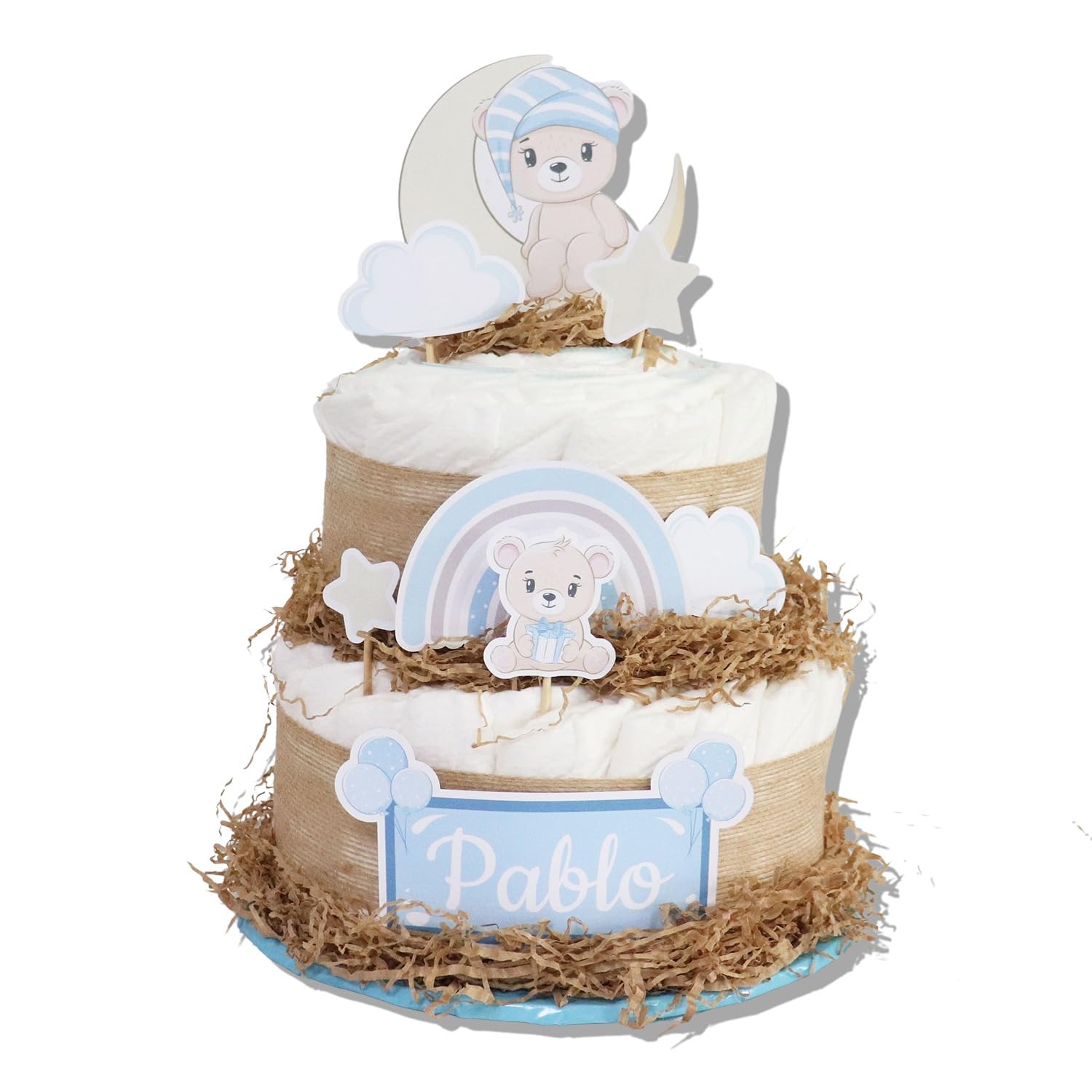 Tarta de pañales 2 pisos modelo OSITOS - Regalos para recién nacido - baby shower - TARTAS DE PAÑALES Y MÁS
