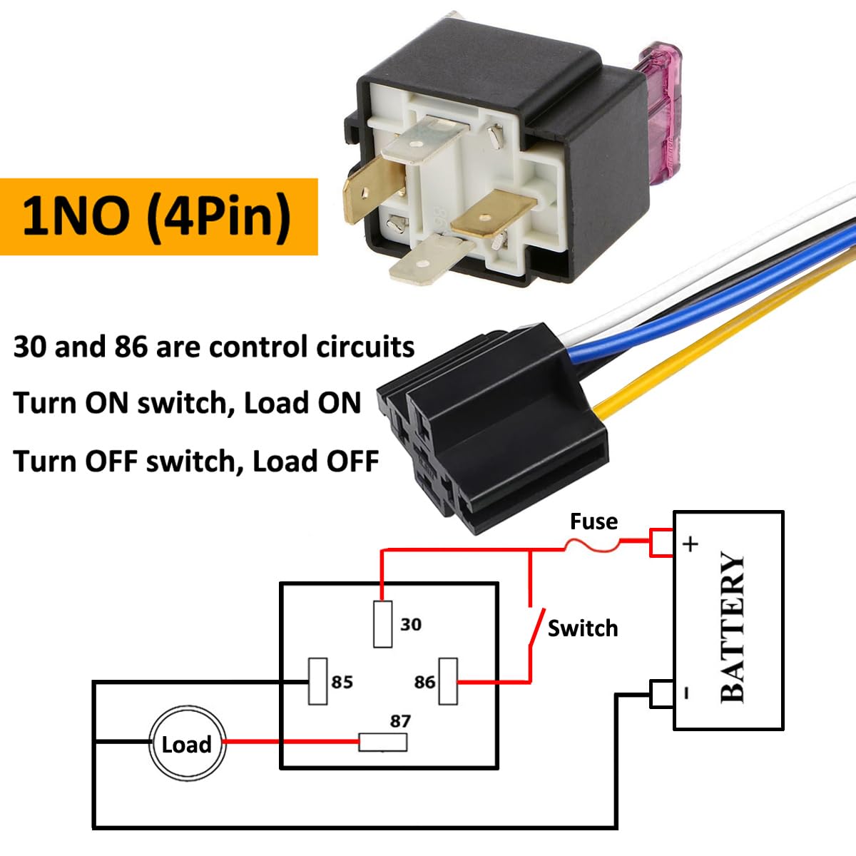 Set 5 Relè Auto 12V 40A - SPDT 5 Pin Con Fusibile, Per Luci, Ventole, Alzacristalli