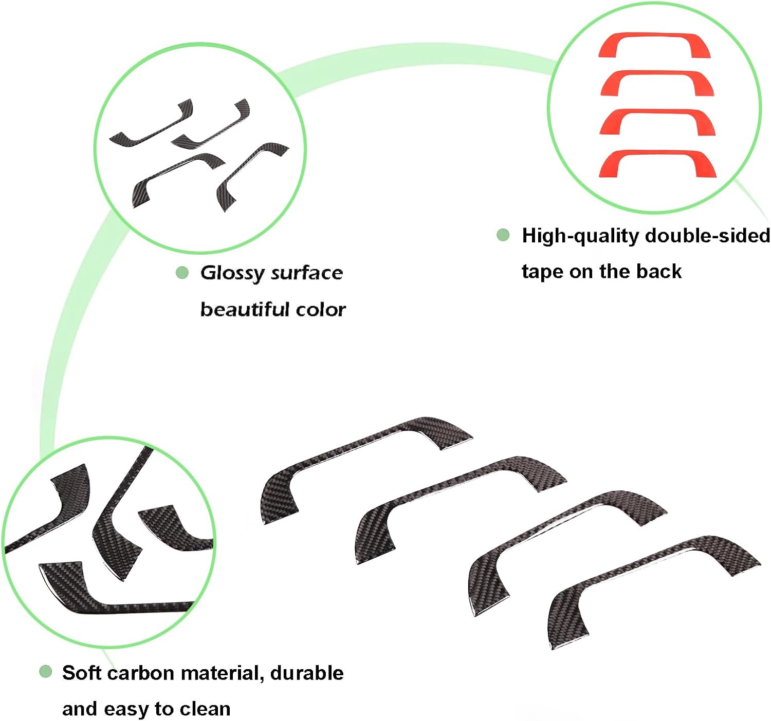 PIUGILH Car Roof Handle Cover Compatible with Honda CRV 2007-2011 Soft Carbon Fiber Car Door Pull Handle Protector Trim Cover, 4Pcs