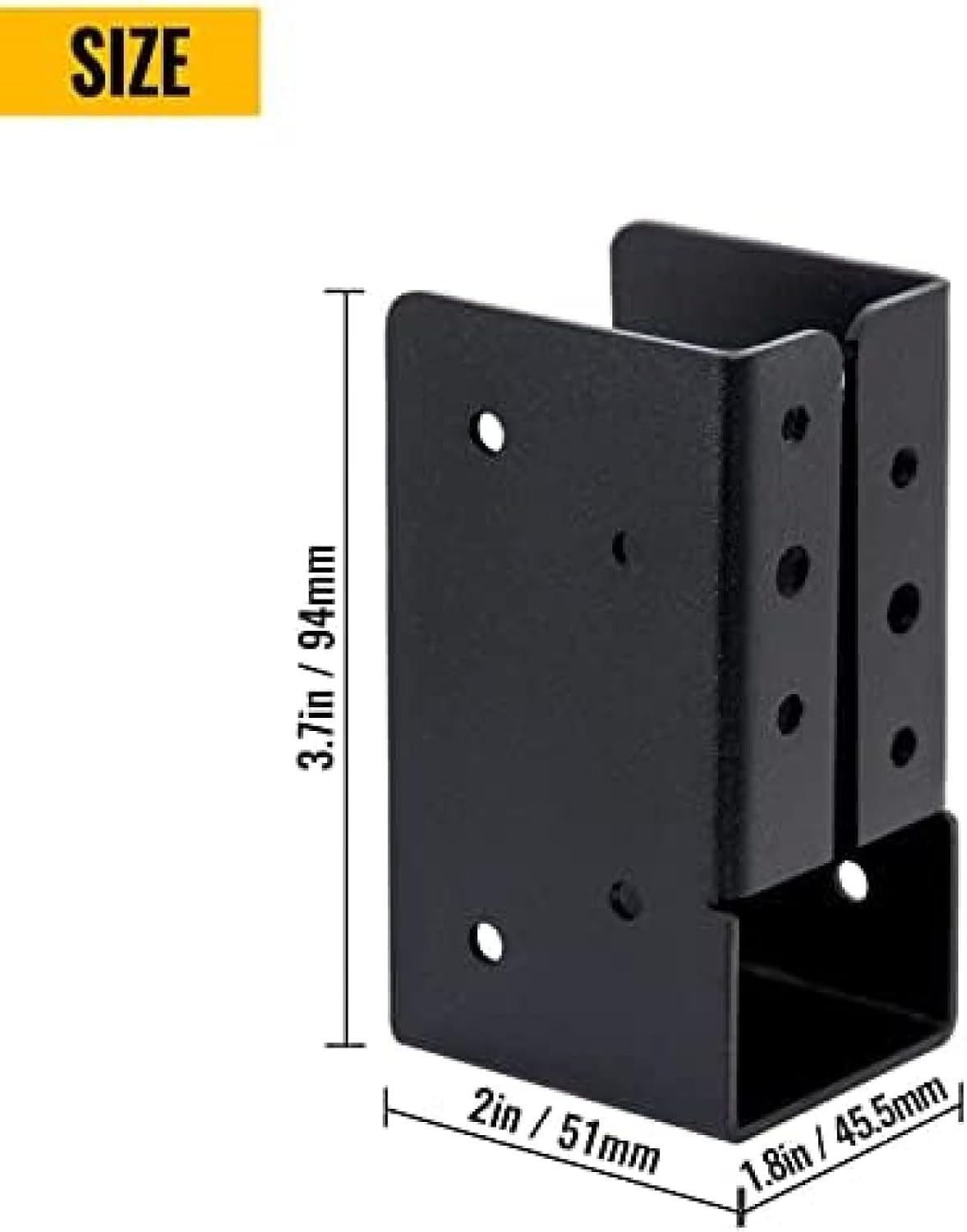 24 PCS Q235 Steel Concealed Joist Hanger, 2"x4" Outdoor Concealed-Flange Light Joist Bracket, Powder-Coated Concealed Face Mount Joist Hangers for 2"x4" Beam, Swing and Fence