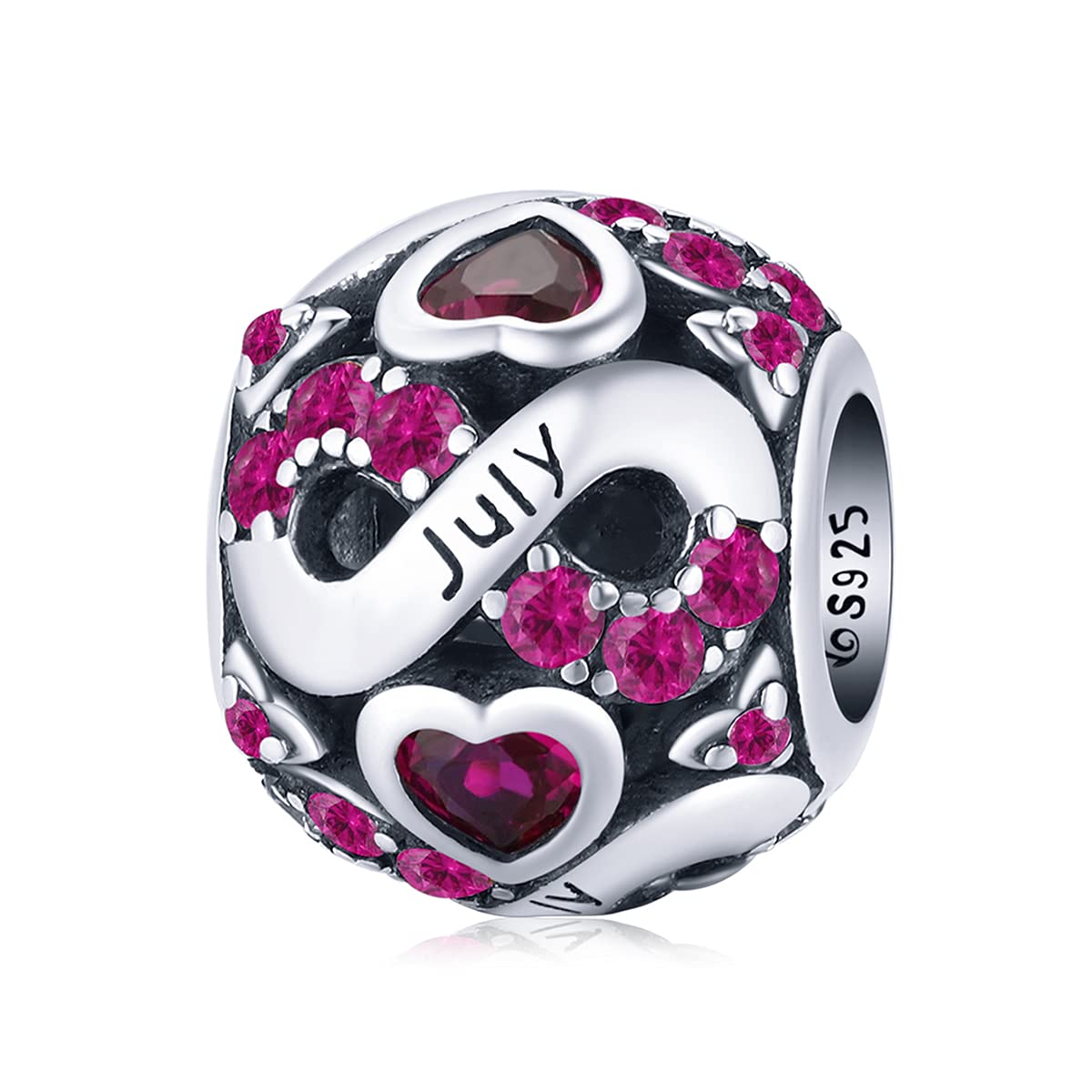Birthstone Charms fit for Pandora Bracelet,925 Sterling Silver Love Heart Bead Charms Bead,Birthday...