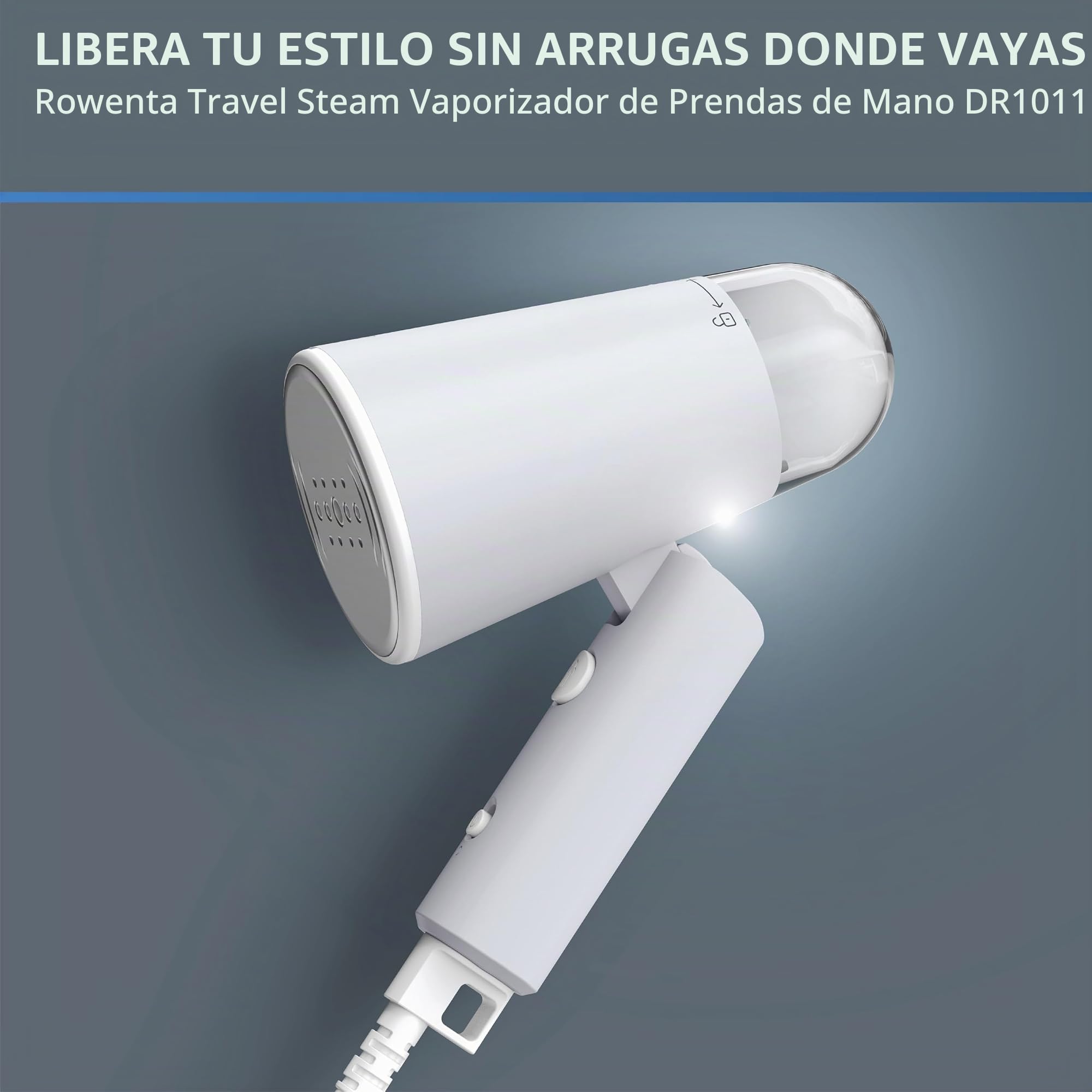 Rowenta, vaporizador para ropa, vaporizador de mano de viaje, capacidad de tanque de 2.2 onzas, plegable, fácil de vapor, 1100 vatios, planchado, vaporizador de ropa gris, esenciales para día festivo,