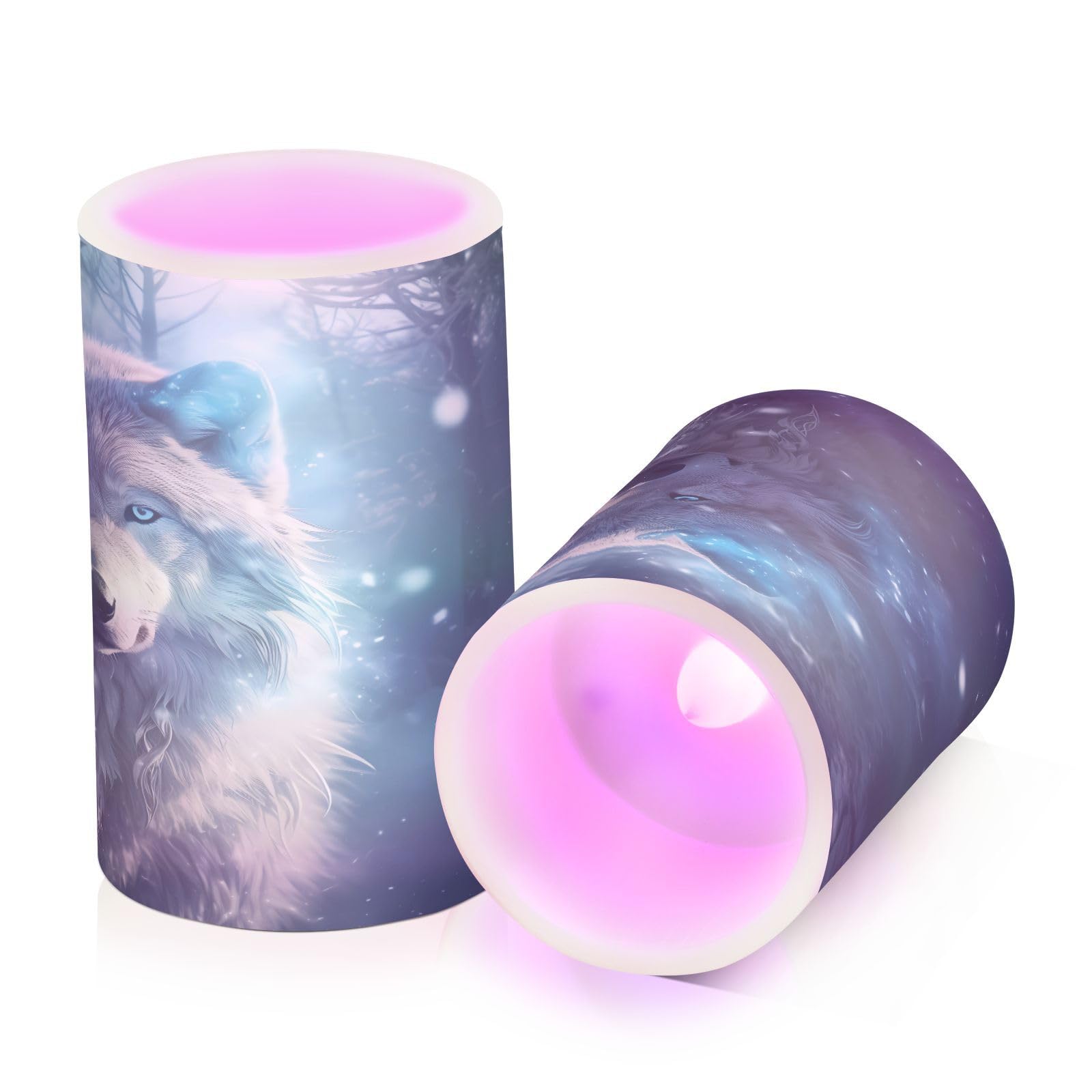 ALAZA Wolf (12) Flickering Flameless Candles Battery Operated with Remote Timer,Tea Light Candles LED Pillar Votive Candles Set of 2 for Outdoor Indoor Decorations
