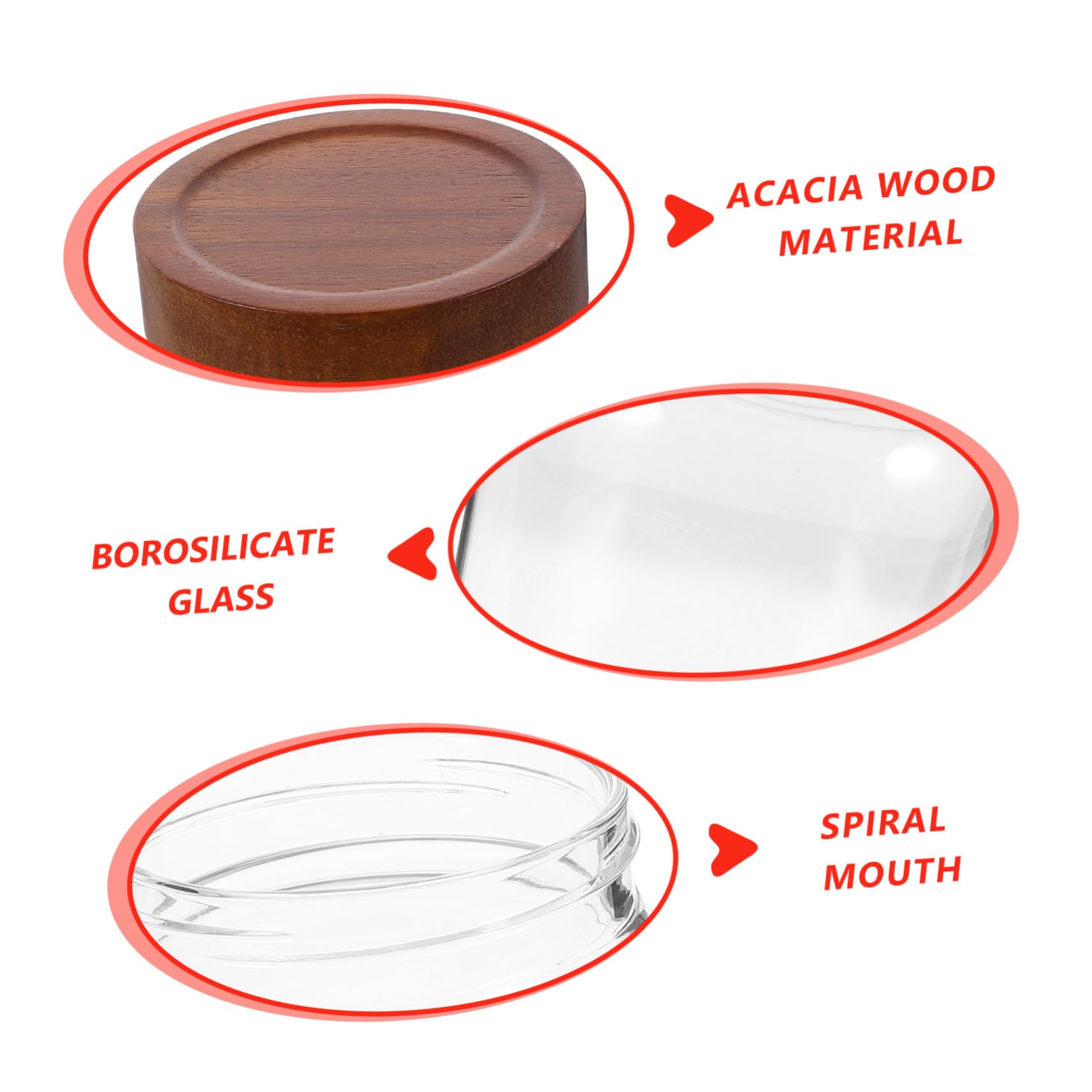 Getreidebehälter aus Glas 2800ml mit Holzdeckel, Luftdichtes Vorratsglas | Borosilikatglas, für Mehl, Kaffeebohnen und Tee, Transparent, Große Füllmenge, Küchenaufbewahrung