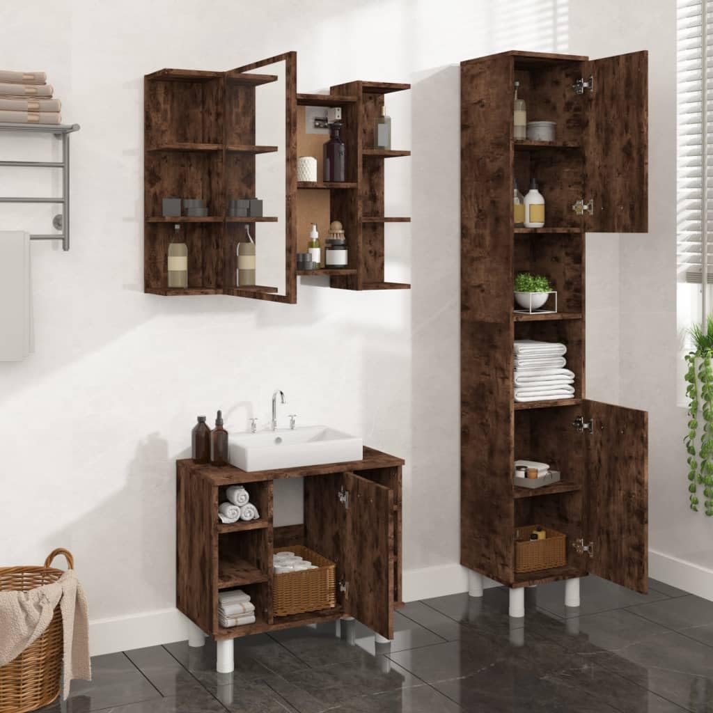 Badschrank Hochschrank VidaXL Waschmaschinenschrank Mit 2 Türen 9