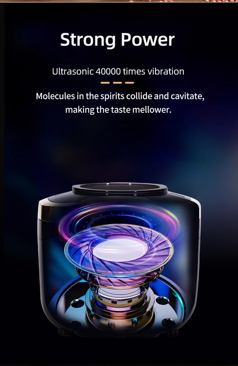 Aérateur de vin électrique - Décanteur à ultrasons pour vin rouge, blanc, champagne et spiritueux - Aération rapide en quelques minutes pour les amateurs de vin
