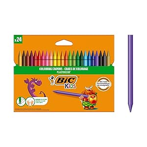 BIC Kids Pastelli Colorati, Plastidecor, Colori per Bambini a Casa e a Scuola, Colori Assortiti, Astuccio Scuola, Confezione da 24 unita