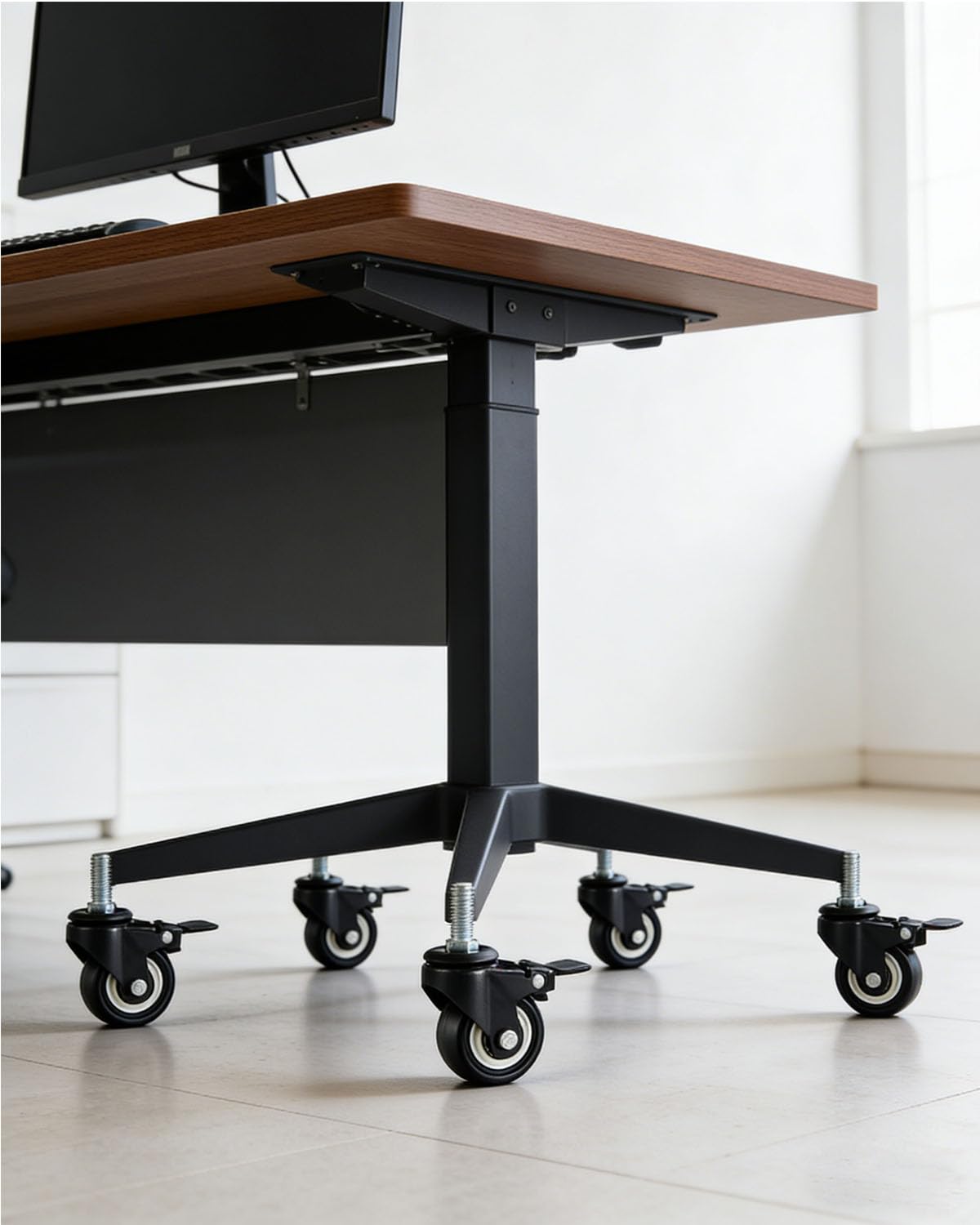 Schwerlast-Lenkrolle mit 3,8 cm Gewindestange, M8 x 25 Mutternabstandshalter, für Einkaufswagen, Werkbänke und Möbel (mit Bremse, 4)