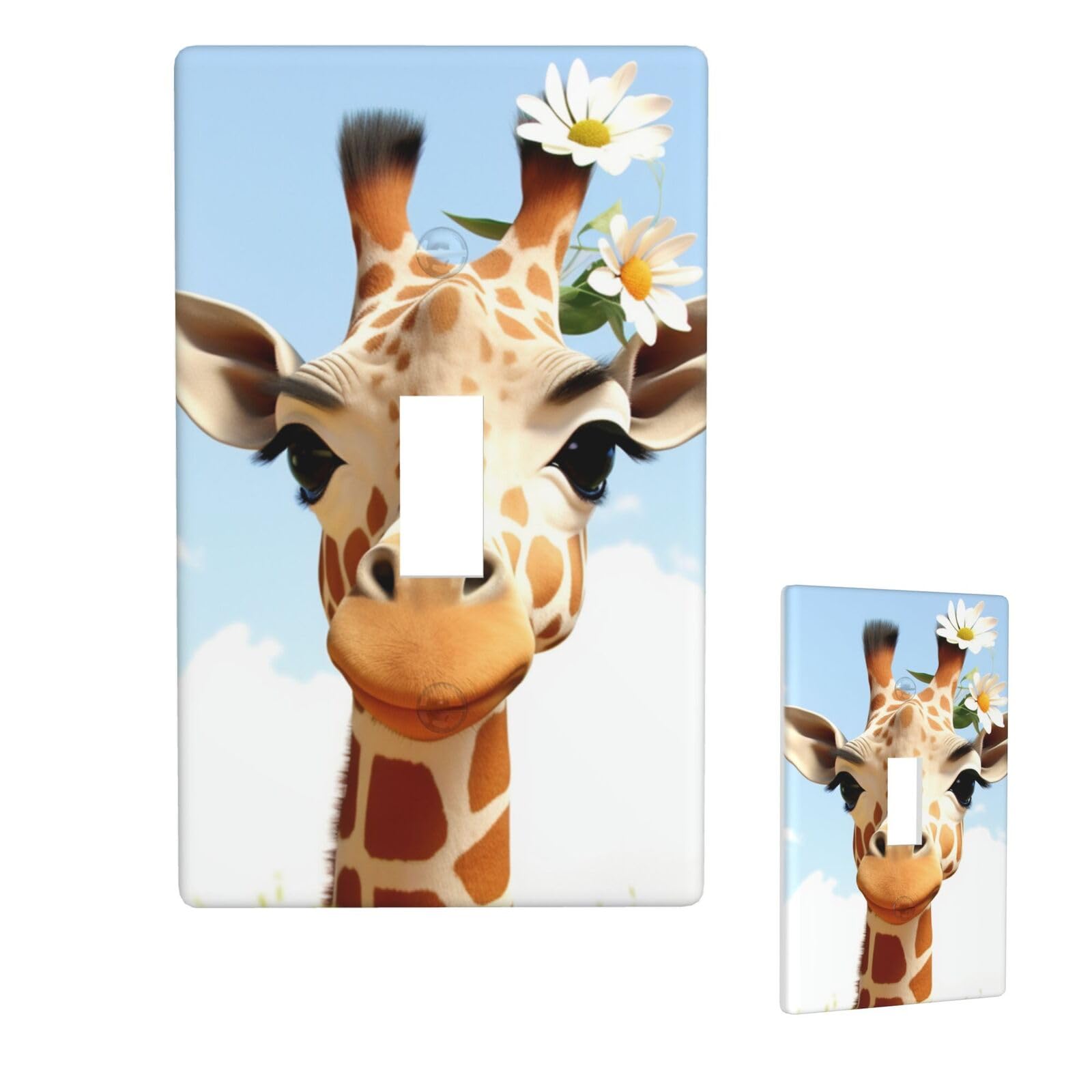 Aceprints Giraffe 1 Gang Single Toggle Wall Plates, Unbreakable Decorative Light Switch Plate Covers Electrical Switchplate Cover Faceplate For Bathroom Kitchen Decor