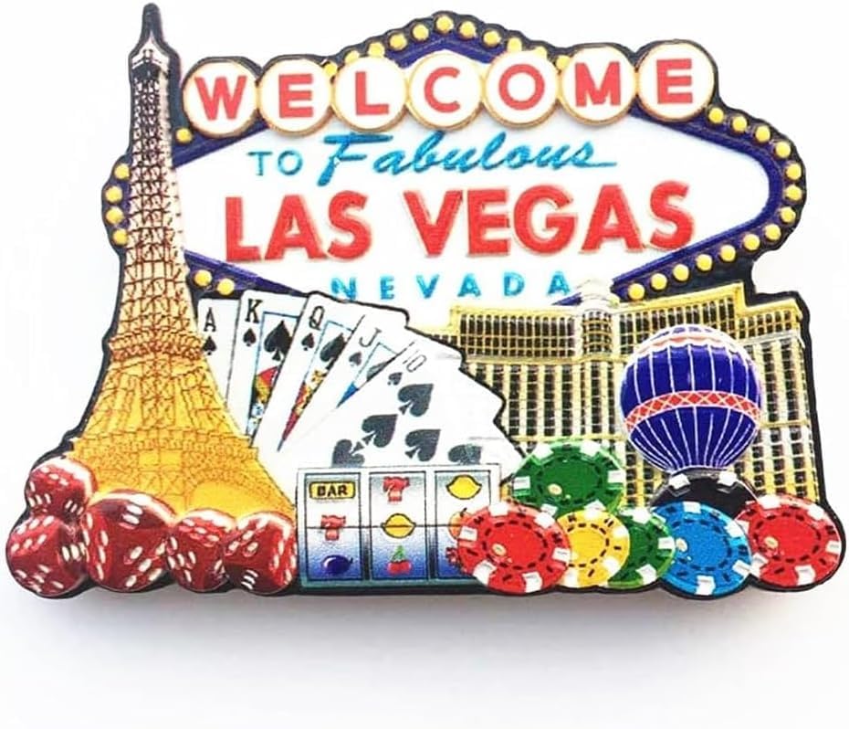Imán decorativo 3D Las Vegas Skyline rectangular