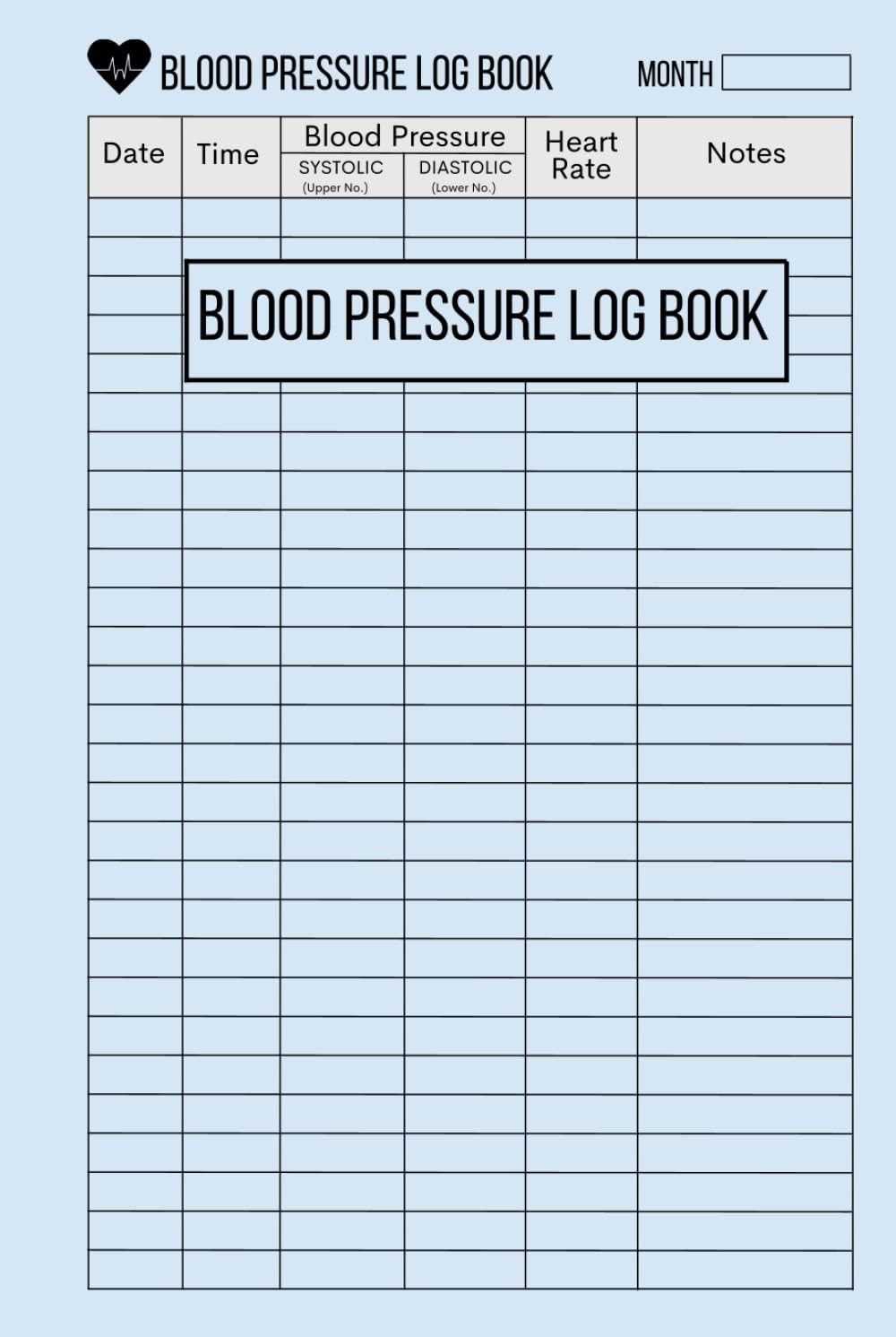 Blood Pressure Log Book: Daily Blood Pressure Log for Recording and Monitoring Blood Pressure at Home