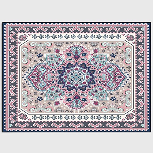 Rururug Designer Teppich Kurzflor Moderner Orientteppich Klassisch Gemustert Ornamente für Wohnzimmer Schlafzimmer Zimmer deko,Retro geometrische Blume Fuchsia 200 x 230 cm