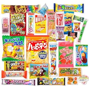 Japanese Snacks Assortment 30pcs, Full of Dagashi, Candy, Gummy, Marshmallows, Chips,Bubblegum, weird snacks food Japan, for Gifts, Picnics, and Snacks, for both Children and Adults.