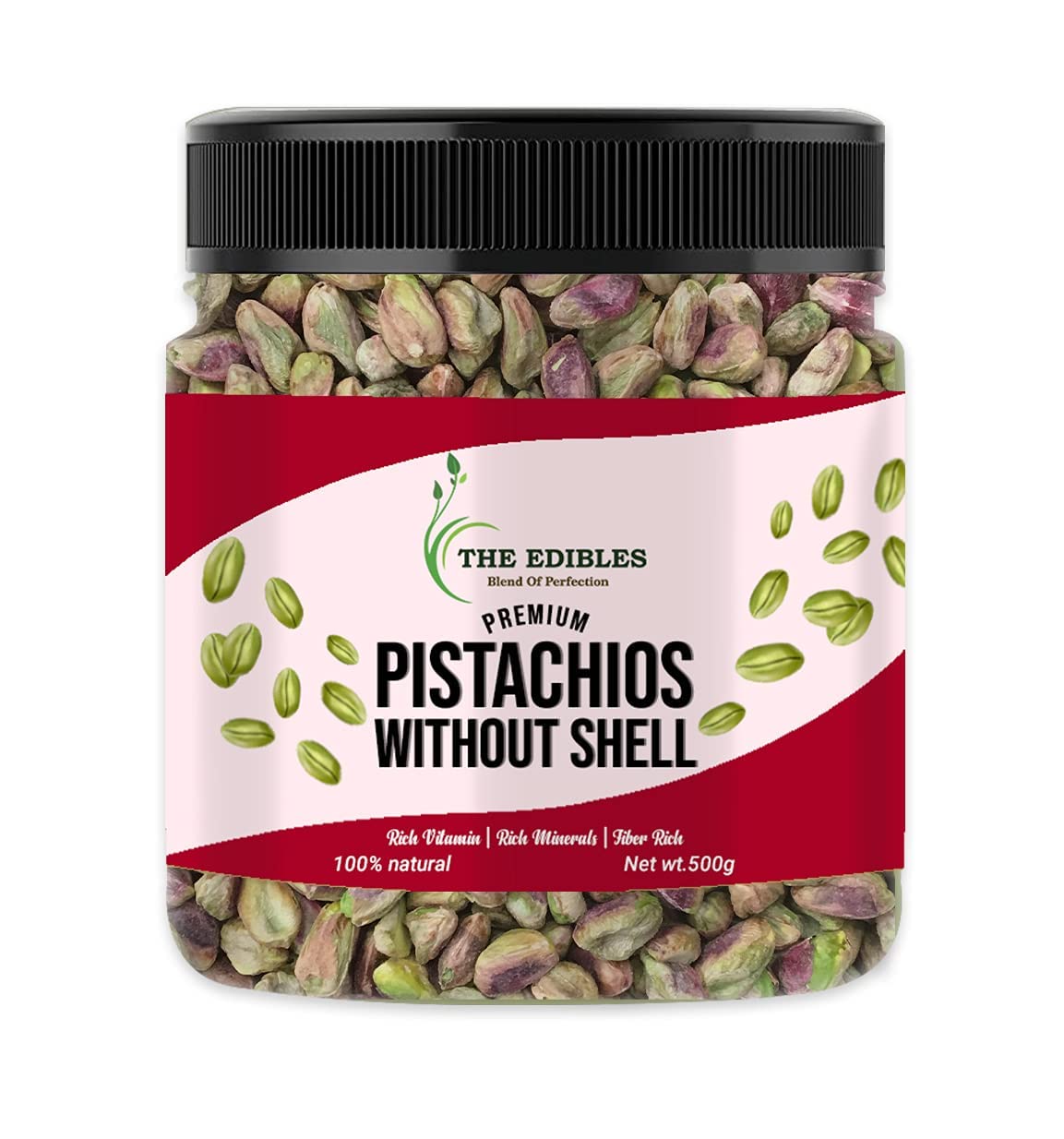 The EDIBLES Pistachios Without Shell Unsalted - 500g | Pistachios Dry Fruits_Packing May Vary