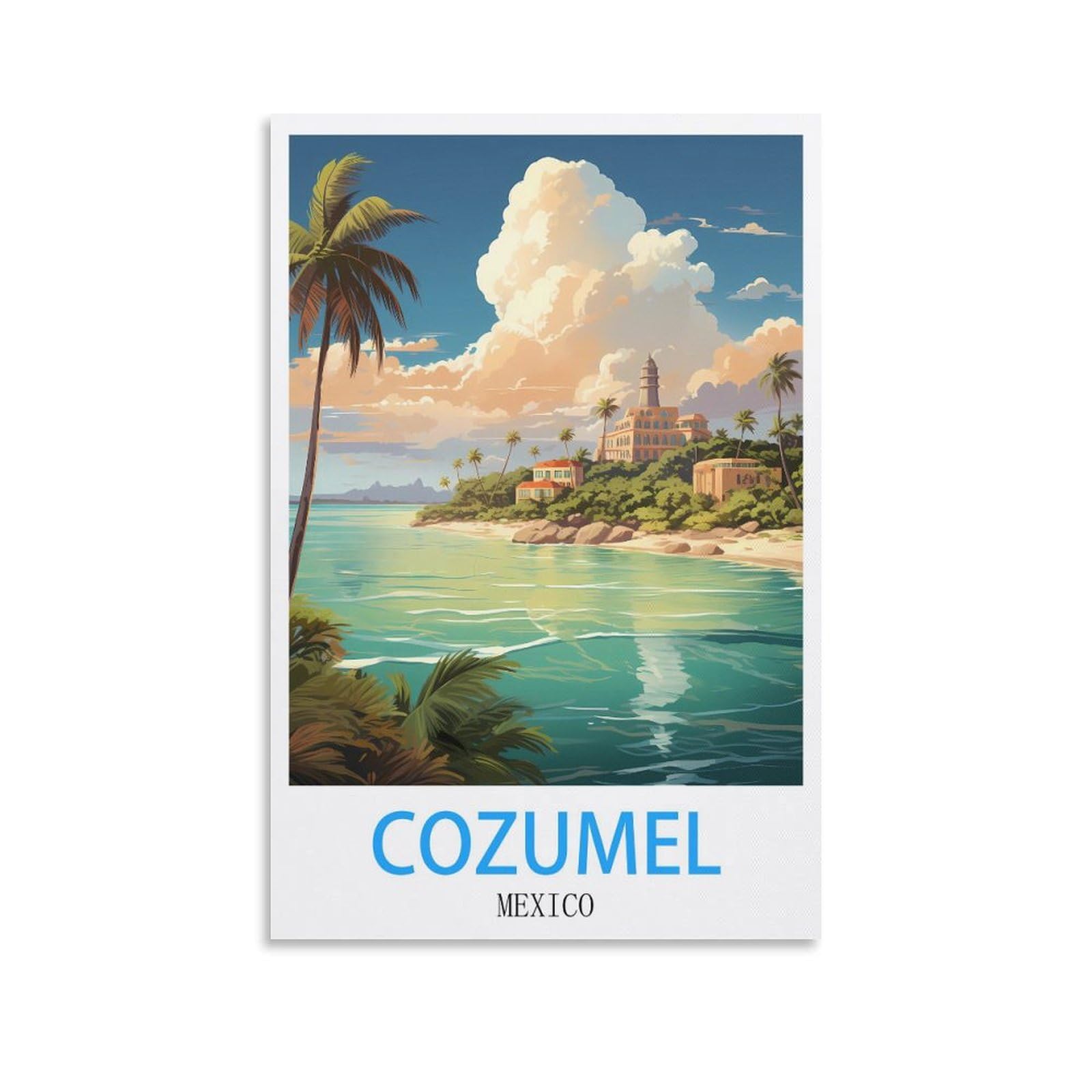 EZMLFA DIY 5D Diamond Painting Kits for Adults,Cozumel Mexicos Crystal Rhinestones Art Craft for Beginners DIY Home Wall Decor Gift 50x60cm
