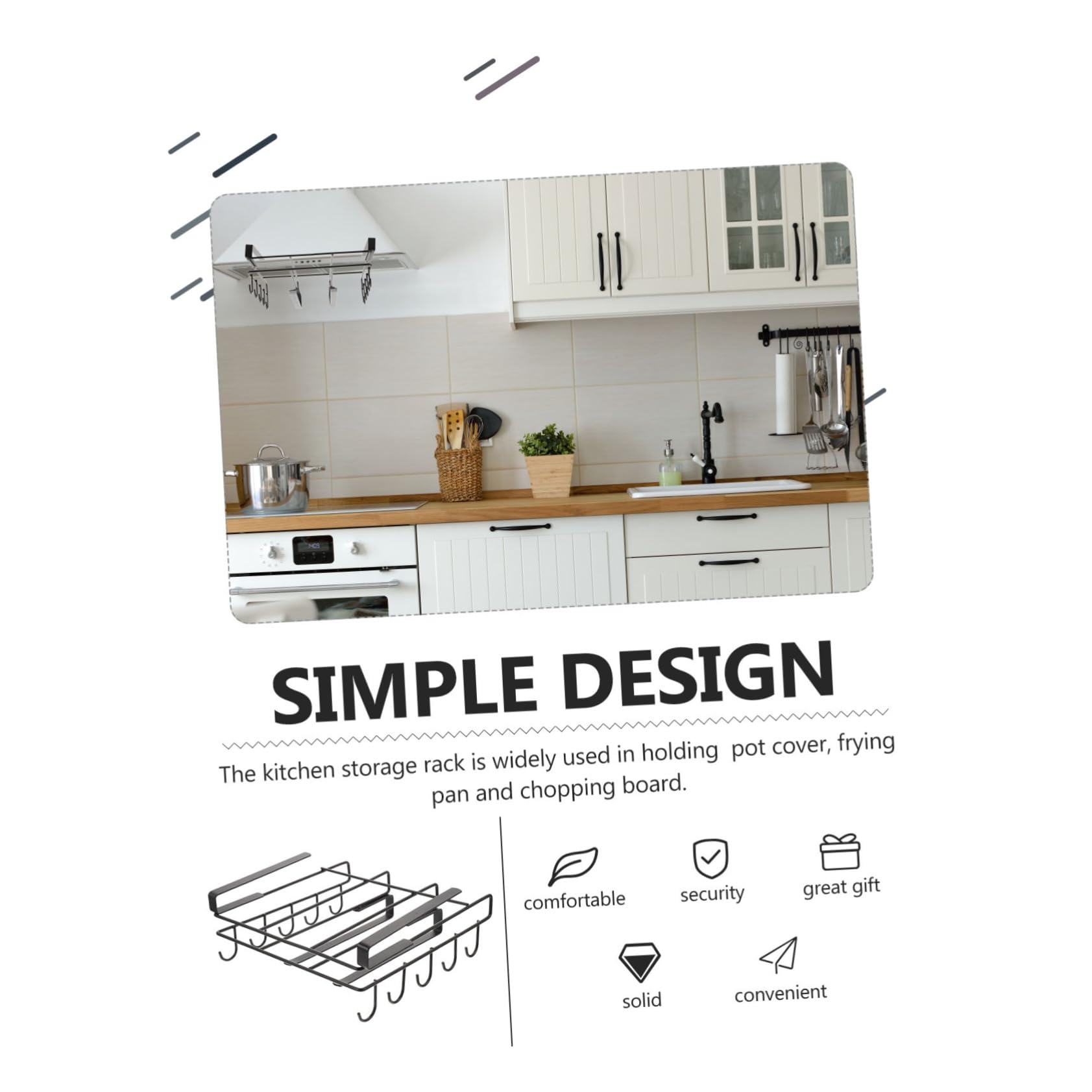 Organizer da Cucina per Coperchi e Taglieri, Acciaio al Carbonio Nero | Base Antiscivolo, Bordi Arrotondati, Pulizia Semplice, Uso in Cucina per Scaffale e Ripiani