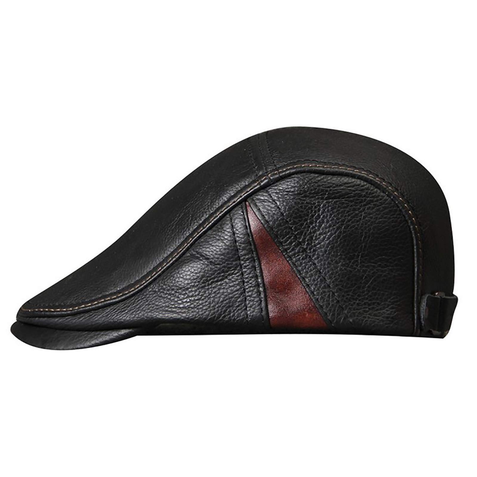 G&F Uomini Pelle Cappello Strillone retrò Berretto Cappello Piatto Inverno Cappello Golf (Color : Black, Size : 57-58)