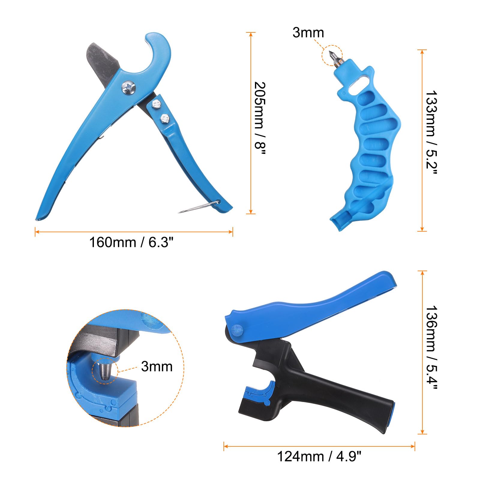 HARFINGTON 3 perforadores de riego por goteo de 4 mm, herramienta de perforación de goteo combinada 2 en uno para montaje de tubos de 1/4 pulgadas, corte de manguera de riego para tubos de polietileno