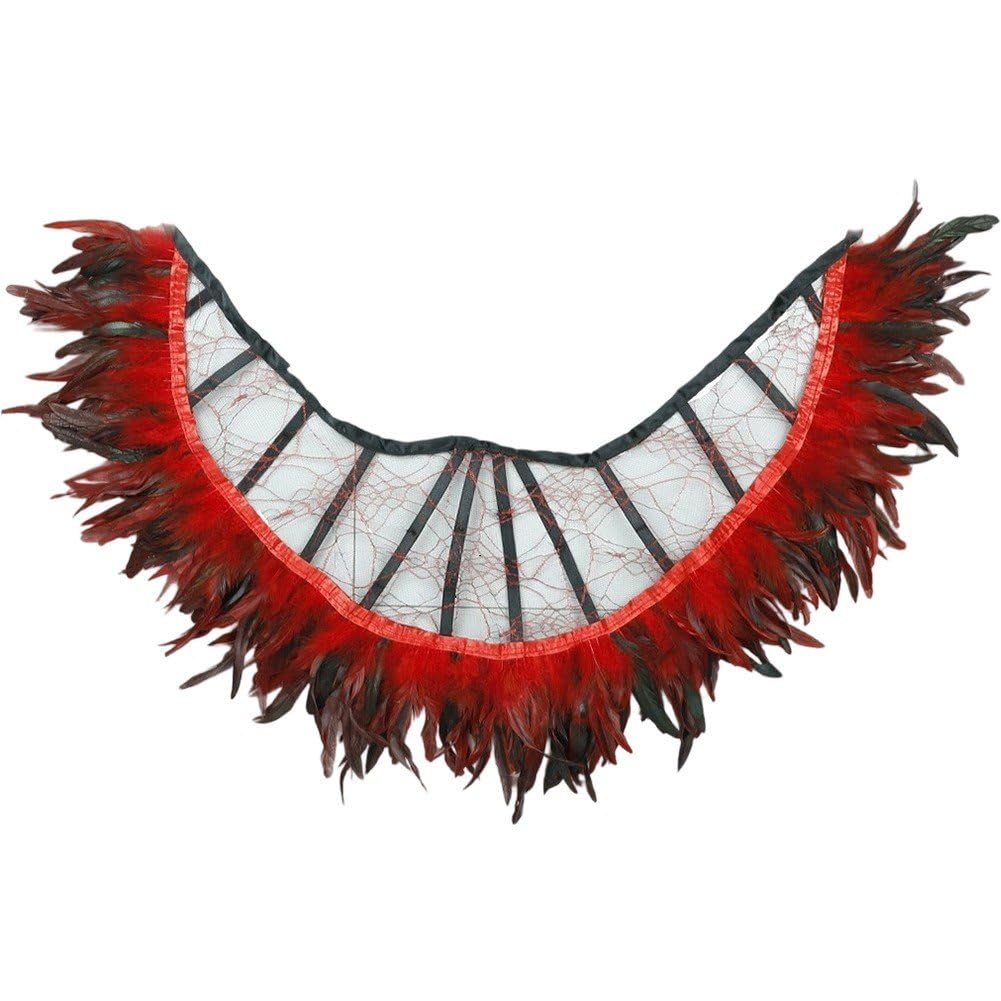 Col montant en plumes pour soirée gothique et shooting photo