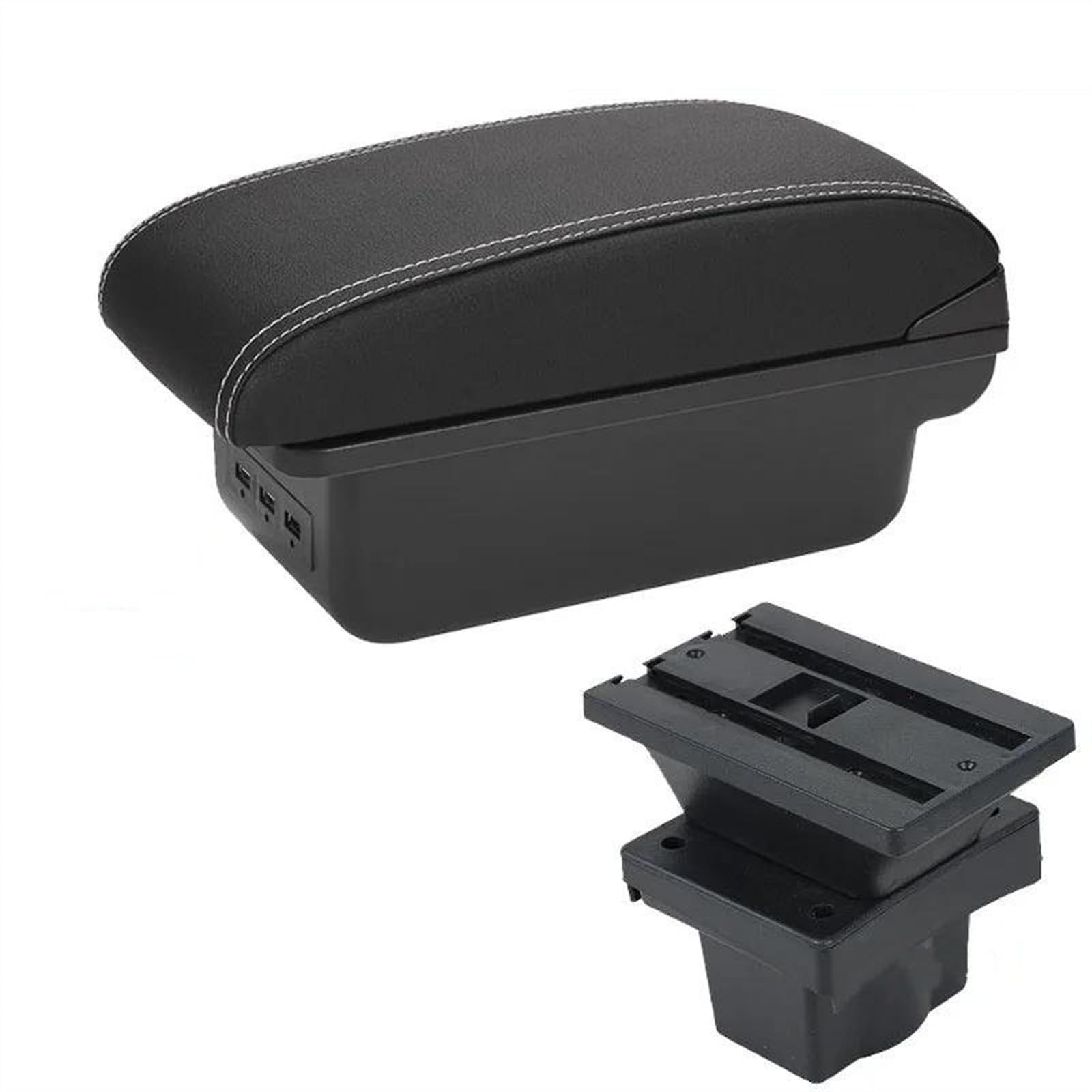 NOHEEU Car Armrest Storage Box Accessories Retrofit Interior Parts For Octavia For Yeti Mk2 2009-On 2005-2012(B3 Black white 3USB)
