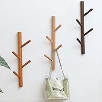 Vista 2 de Perchero 2 paquetes - Perchero de pared con ganchos para sombreros - Perchero de madera resistente - Árbol de pasillo con base sólida