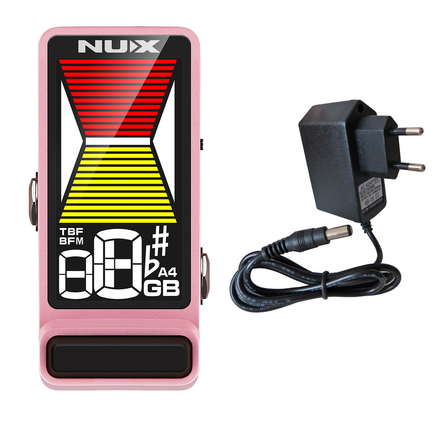 Nux NTU-3 MKII Flow Tune Pink - Afinador con fuente de alimentación keepdrum de 9 V, color rosa