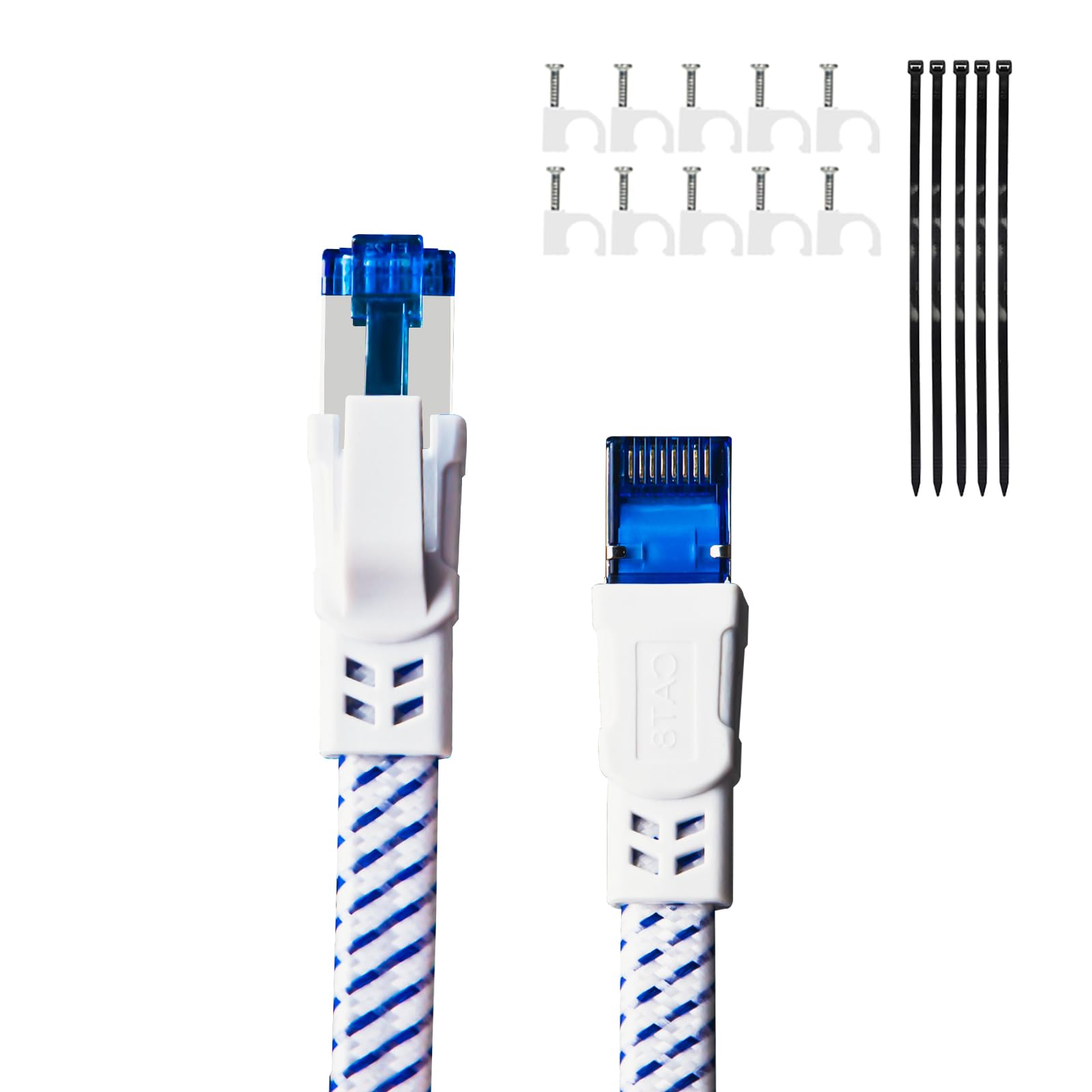 Cat 8 10m Lan Kabel,Nylon Geflochtener Netzwerkkabel,40Gbps