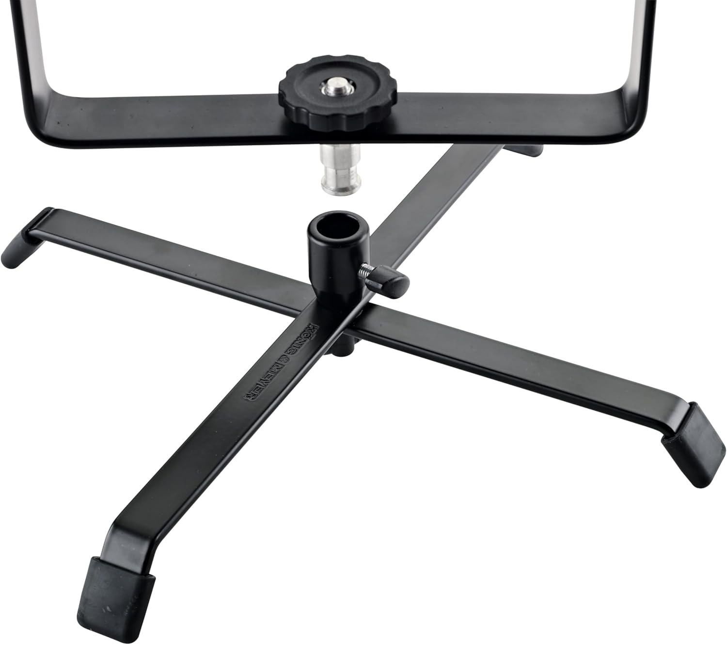 K&M Konig & Meyer 17720.000.55 Foldable Floor Stand For Spot Flood/PAR Lights | Cross Brace Legs | Stable Non-Slip Feet | Base Folds Flat For Easy Storage/Travel | German Made | Black