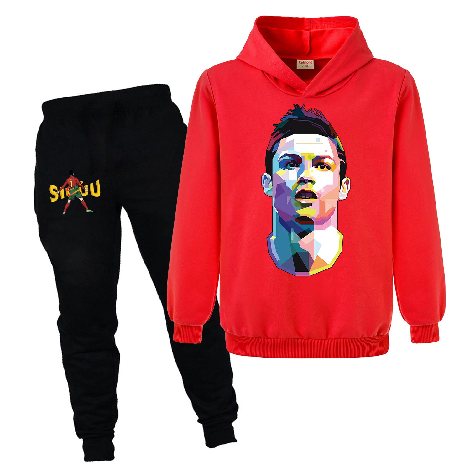 Ronaldo - Kit da calcio per bambini, felpa con cappuccio + pantaloni in cotone