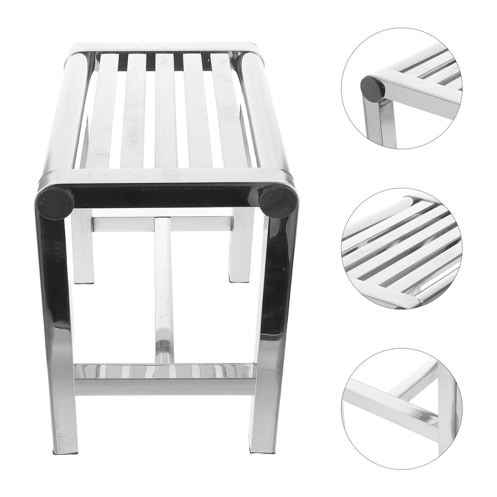 IMIKEYA Sgabello da bagno in acciaio inox e antiscivolo, panca compatta per doccia e cucina, sedile resistente 31 x 20 x 30 cm, adatto per casa, hotel e camera da letto
