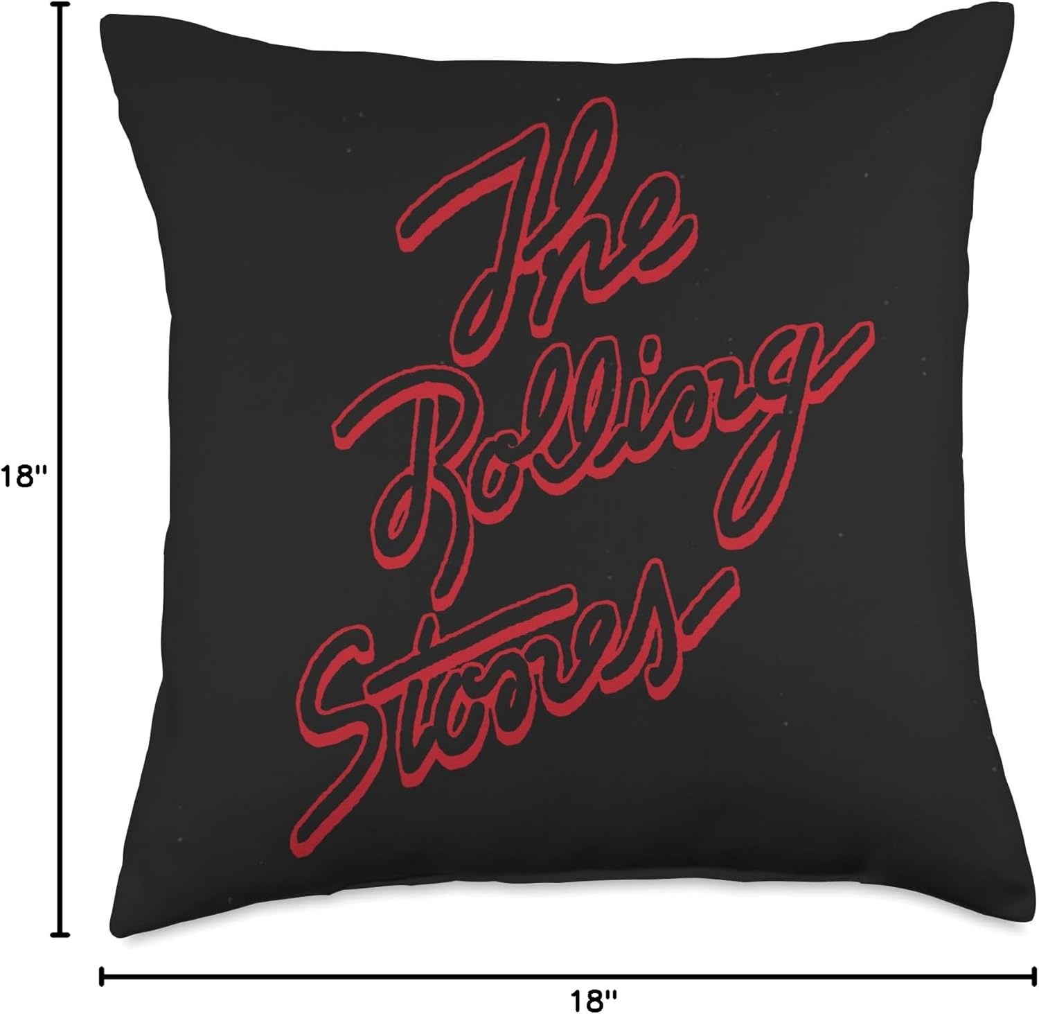 Official Rolling Stones Red Logo Distressed Black Throw Pillow