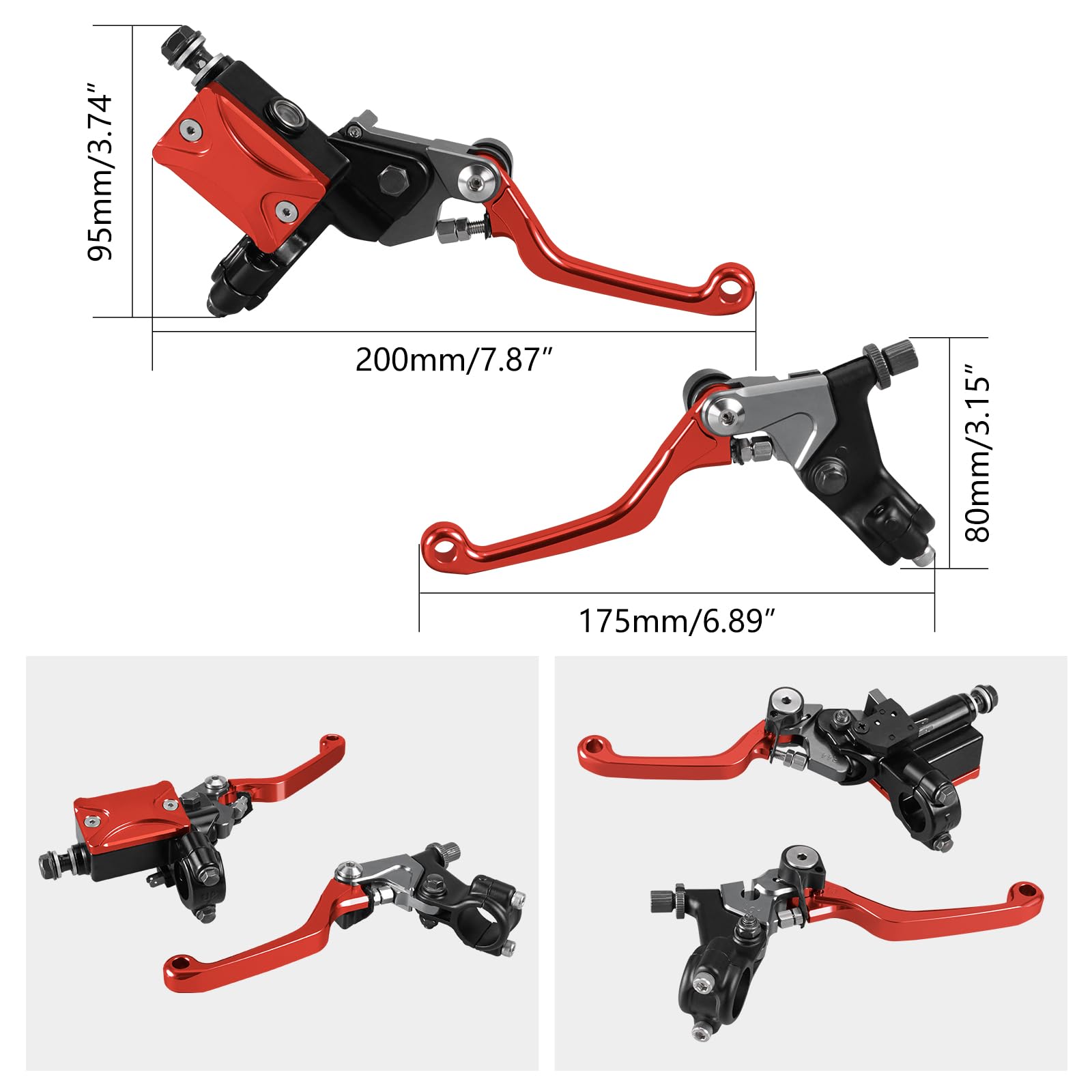 Palanca de embrague de freno Para Honda CRF250R CRF450R CRF125F CRF250X CRF450X CR80R Palanca de freno y embrague con cable(Negro)