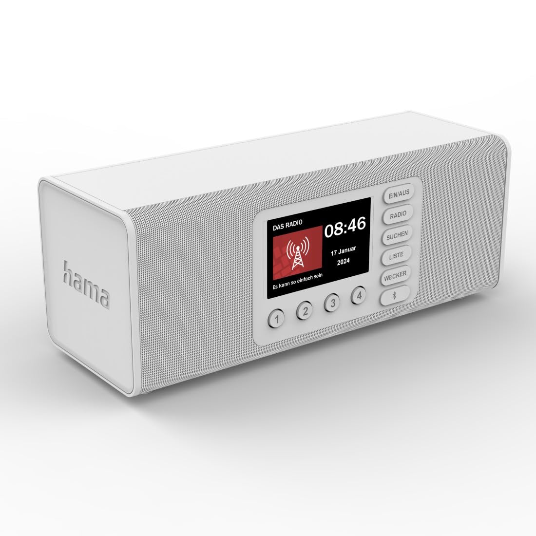 Hama Digitalradio mit Wecker (DAB Radio mit großem Display, Küchenradio, DAB+, Seniorenradio mit einfacher Bedienung, Bluetooth, FM, Radiowecker, Stereo-Radio, kleines Radio mit gutem Empfang) weiß