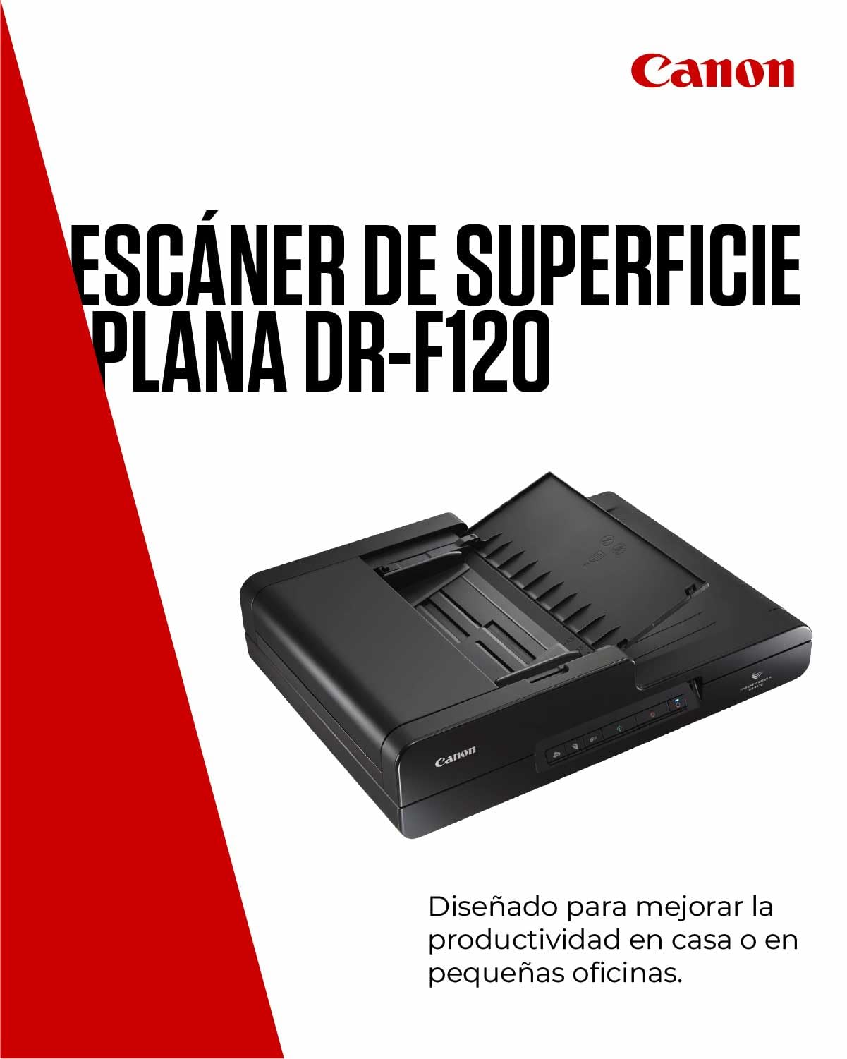 Canon imageFORMULA DR-F120 Escáner Plano de Documentos y Alimentador | A Doble Cara con USB para hogar y Oficina | hasta 20 pág/min | Alimentador de 50 Hojas | Incluye Software Canon CaptureOnTouch