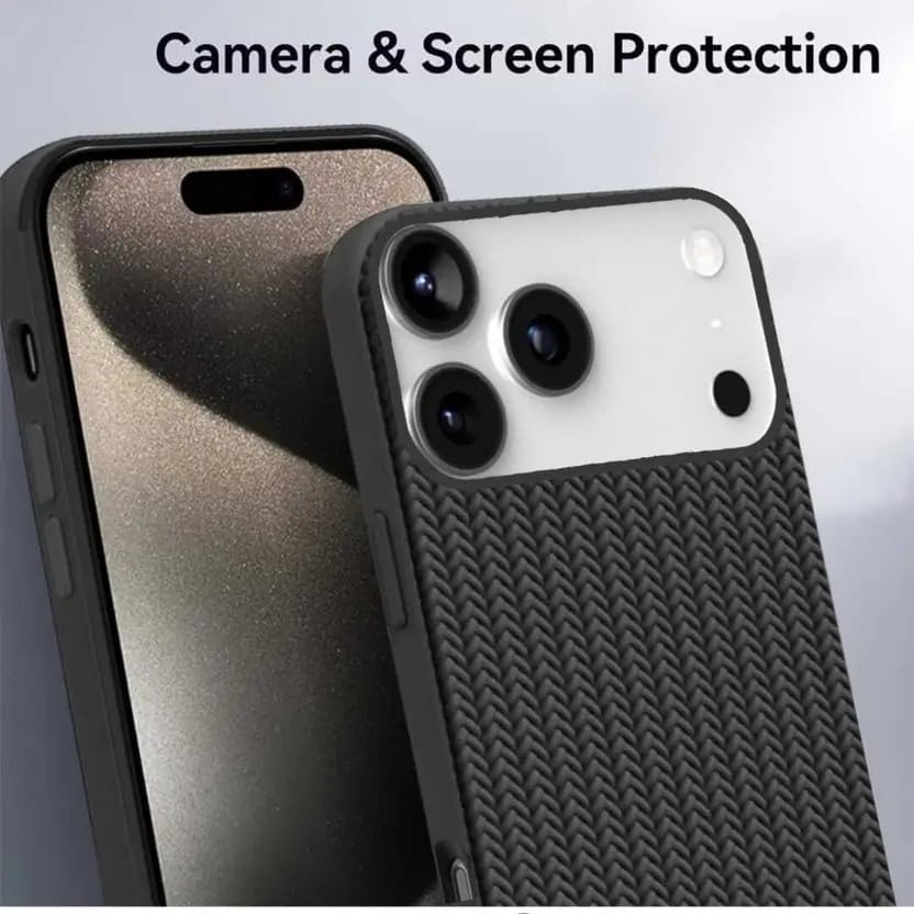 Image of Compatible with iPhone 17 Pro | Premium Textured Microfiber Candy Protective Case | Shock-Absorbing Back Cover with Enhanced Camera Guard (Black)