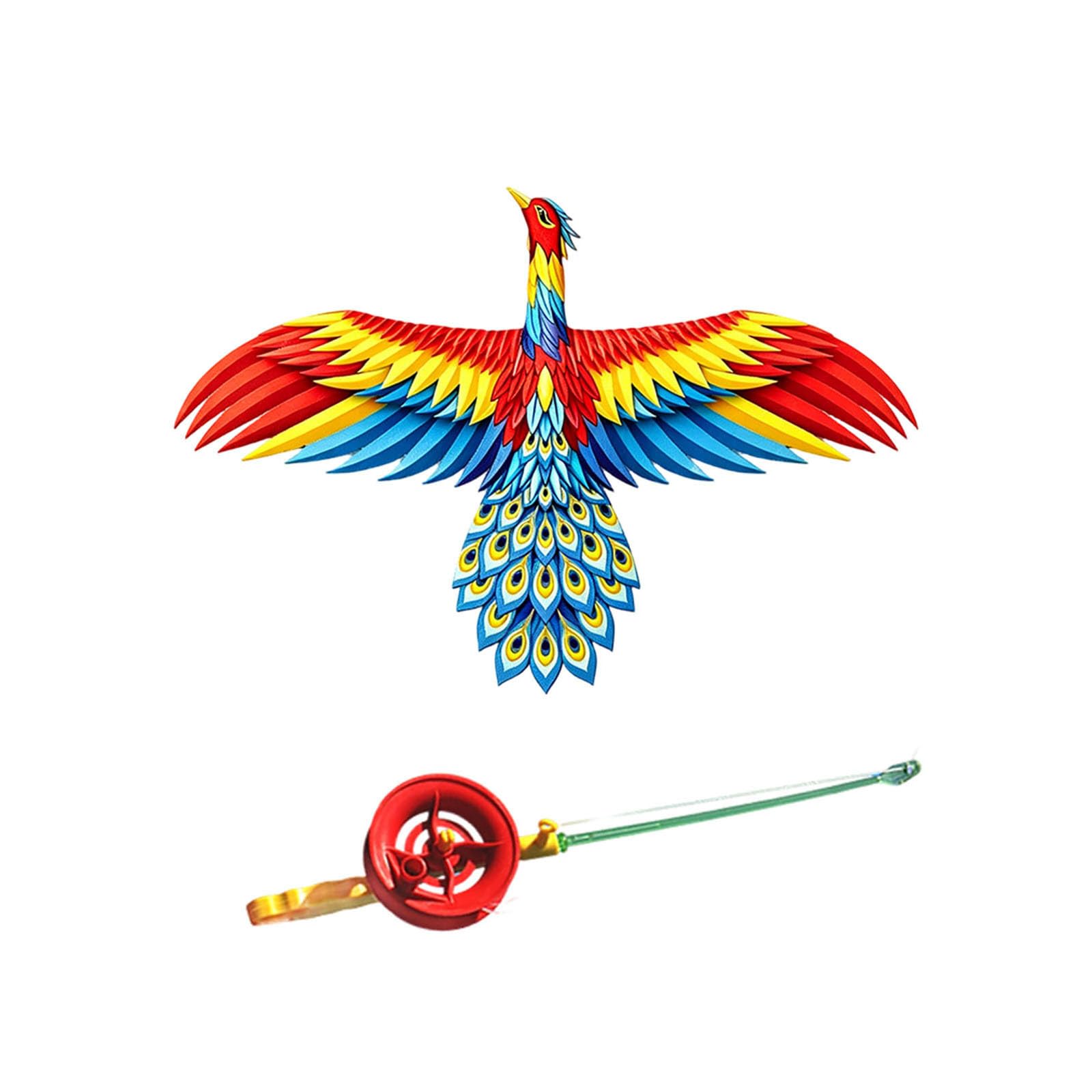 Kites for Kids Ages 4-8 Easy to Fly, Fishing Rod Kite Set with Dynamic Blue Eagle Design, Telescopic Pole for Outdoor Play, Children's Flying Toy with Adjustable Line